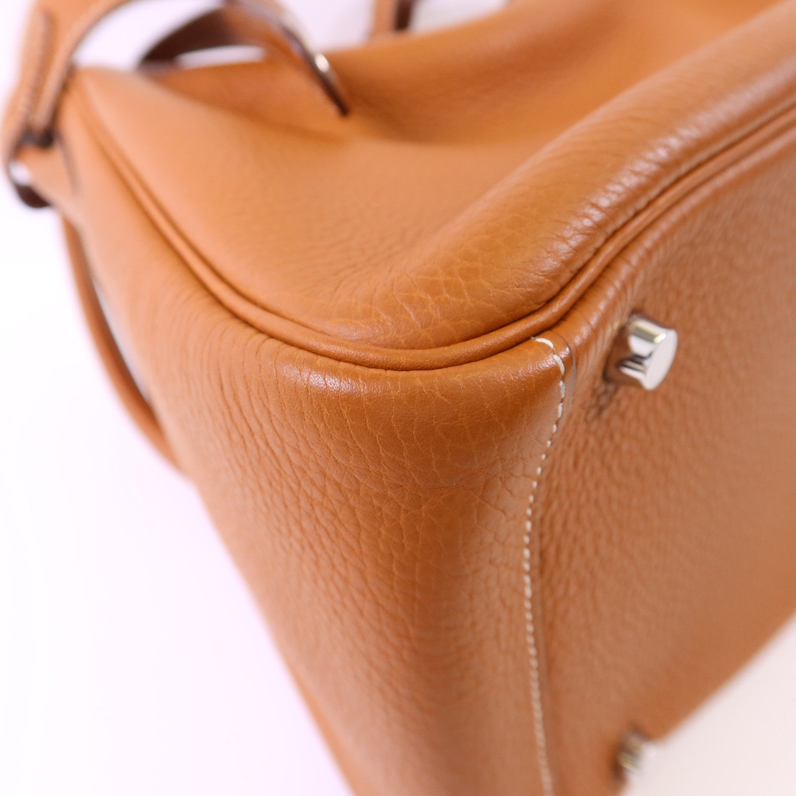 HERMES Clemence皮革Lindy 30銀扣手挽肩背兩用袋Gold