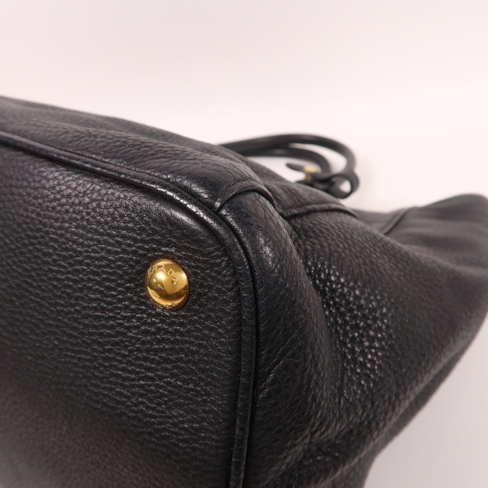PRADA 牛皮皮革2 Way Shoulder Bag金扣手挽肩背兩用袋黑色