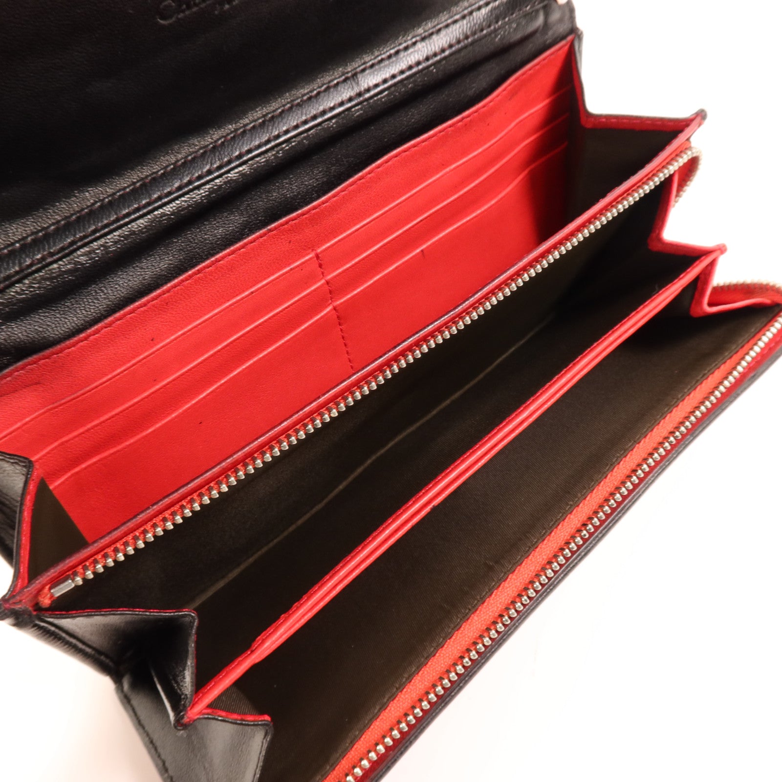 Dior 羊皮皮革Long Wallet銀扣長錢包