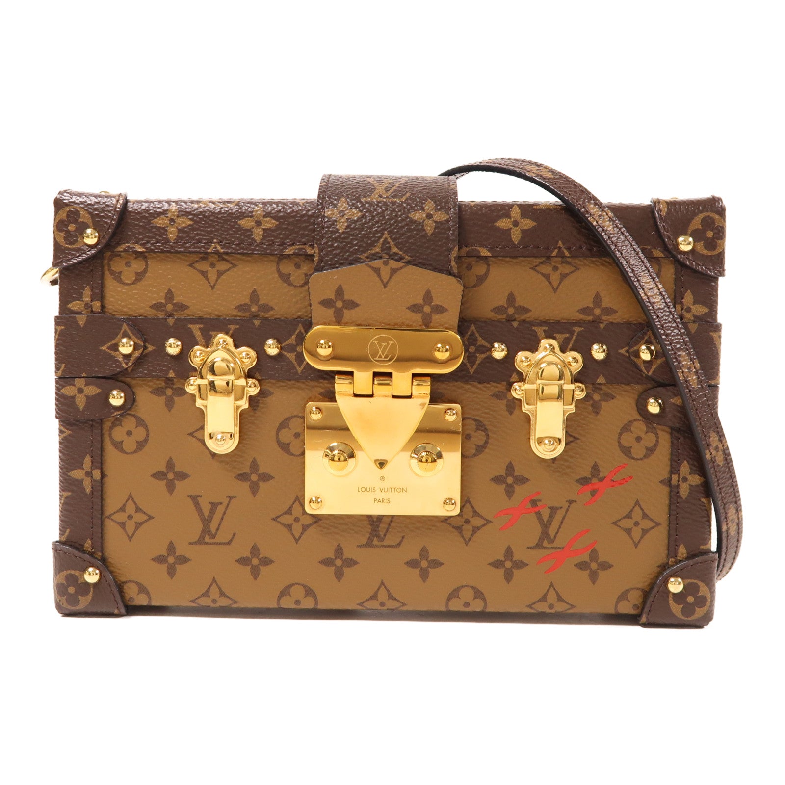 LOUIS VUITTON【激減優惠】 Monogram Reverse Petite Malle金扣肩背袋