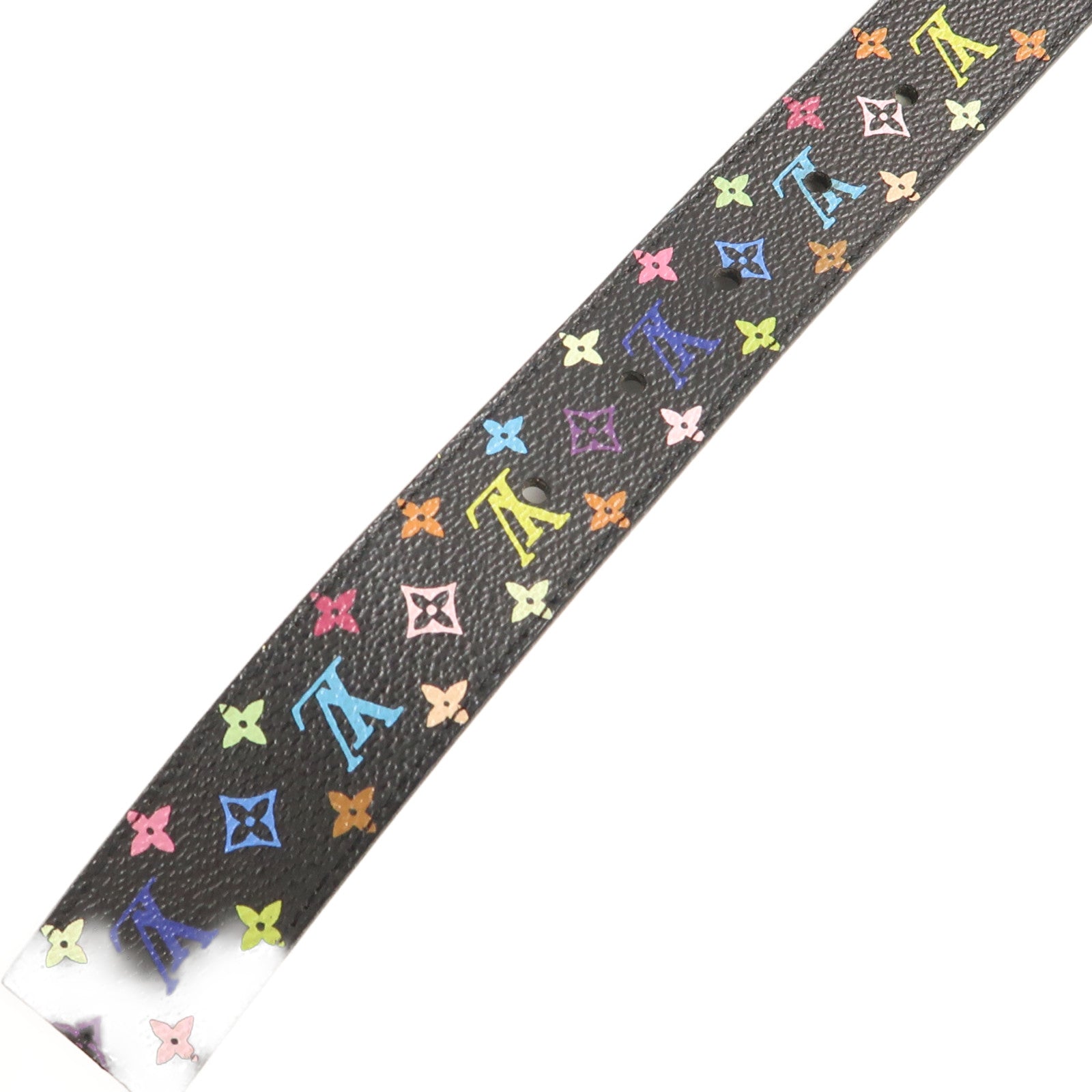 LOUIS VUITTON Monogram Multicolore LV Belt金扣腰帶黑色/彩色