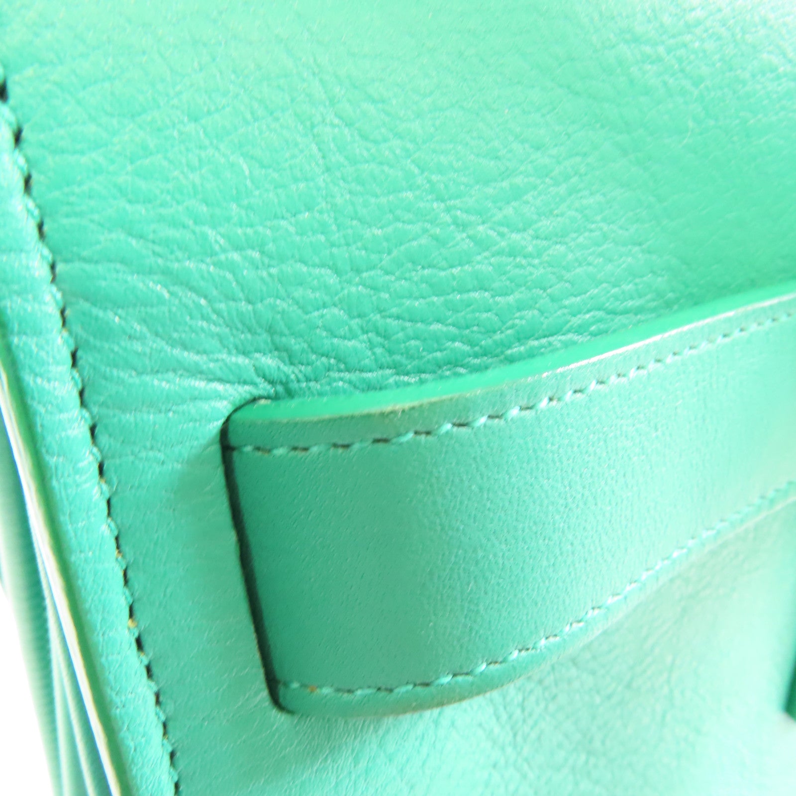 YVES SAINT LAURENT 牛皮皮革Shoulder Bag金扣手挽肩背兩用袋綠色
