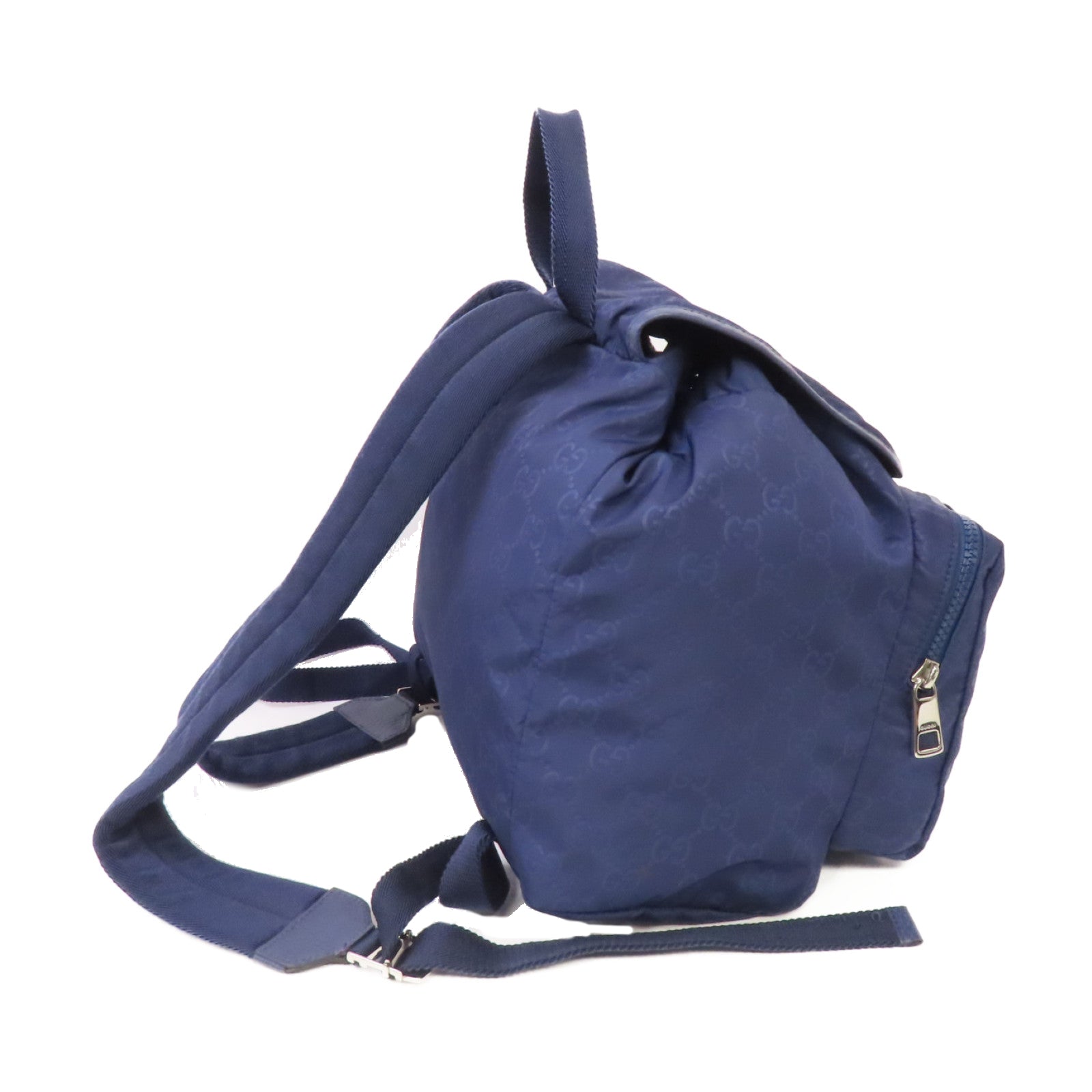 GUCCI 尼龍Rucksack銀扣背包藍色