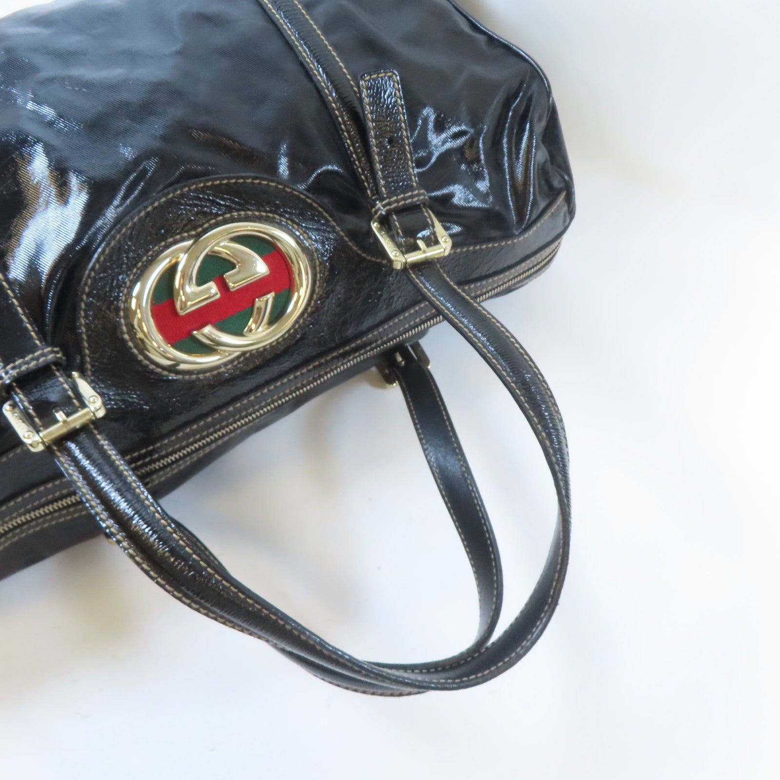 GUCCI PVC Shoulder Bag金扣肩背袋黑色