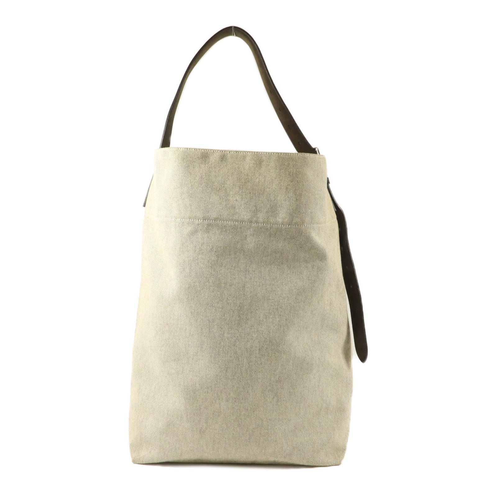 HERMES Toile H帆布/Vache Hunter皮革Etriviere Shoulder Bag MM肩背袋Ecru/Noir