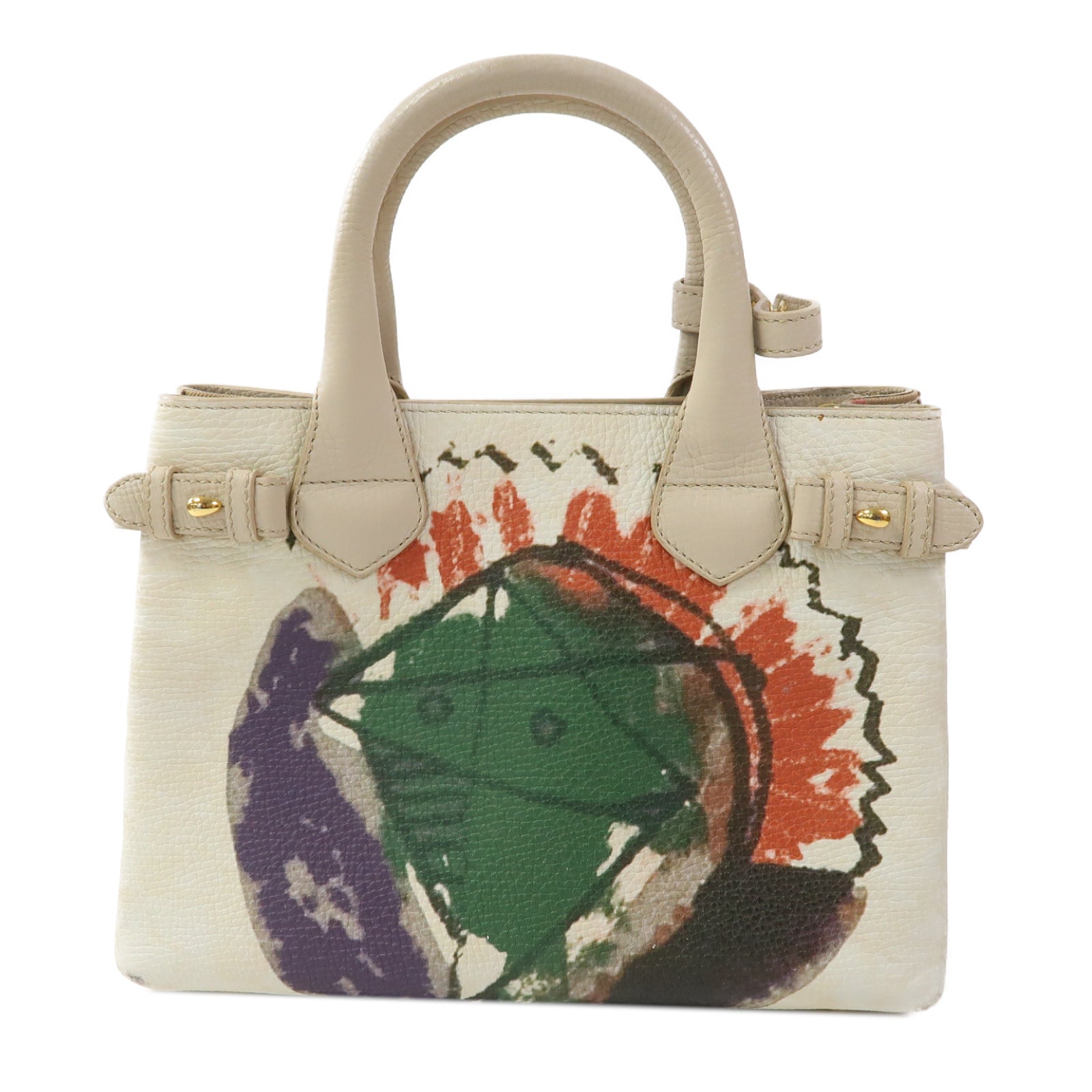 BURBERRY 牛皮皮革Shoulder Bag金扣手挽肩背兩用袋白色