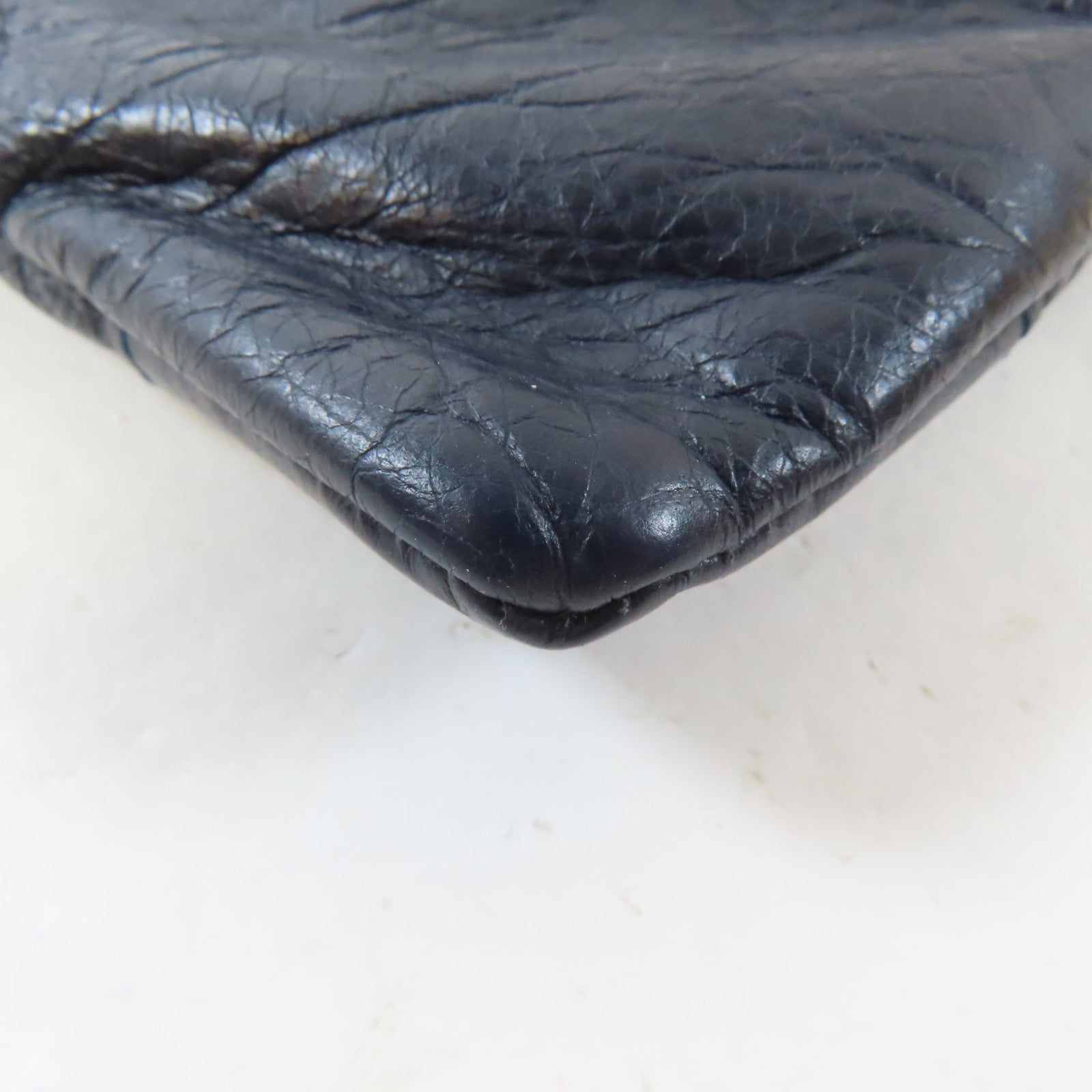 BALENCIAGA 牛皮皮革Clutch Bag黑扣手拿包深藍色