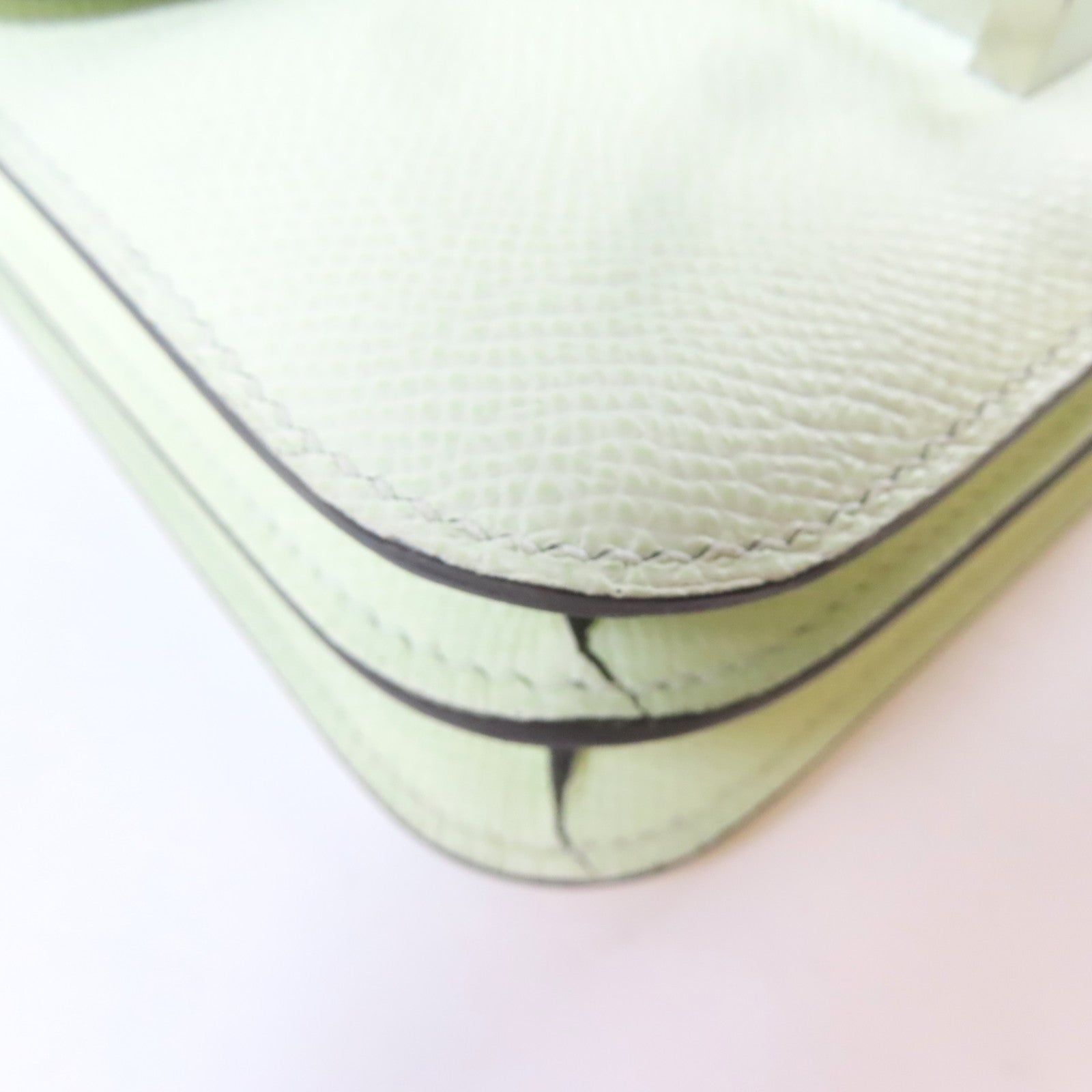 HERMES 【激減優惠】Epsom皮革Constance Mini銀扣肩背袋Vert Fizz/綠色