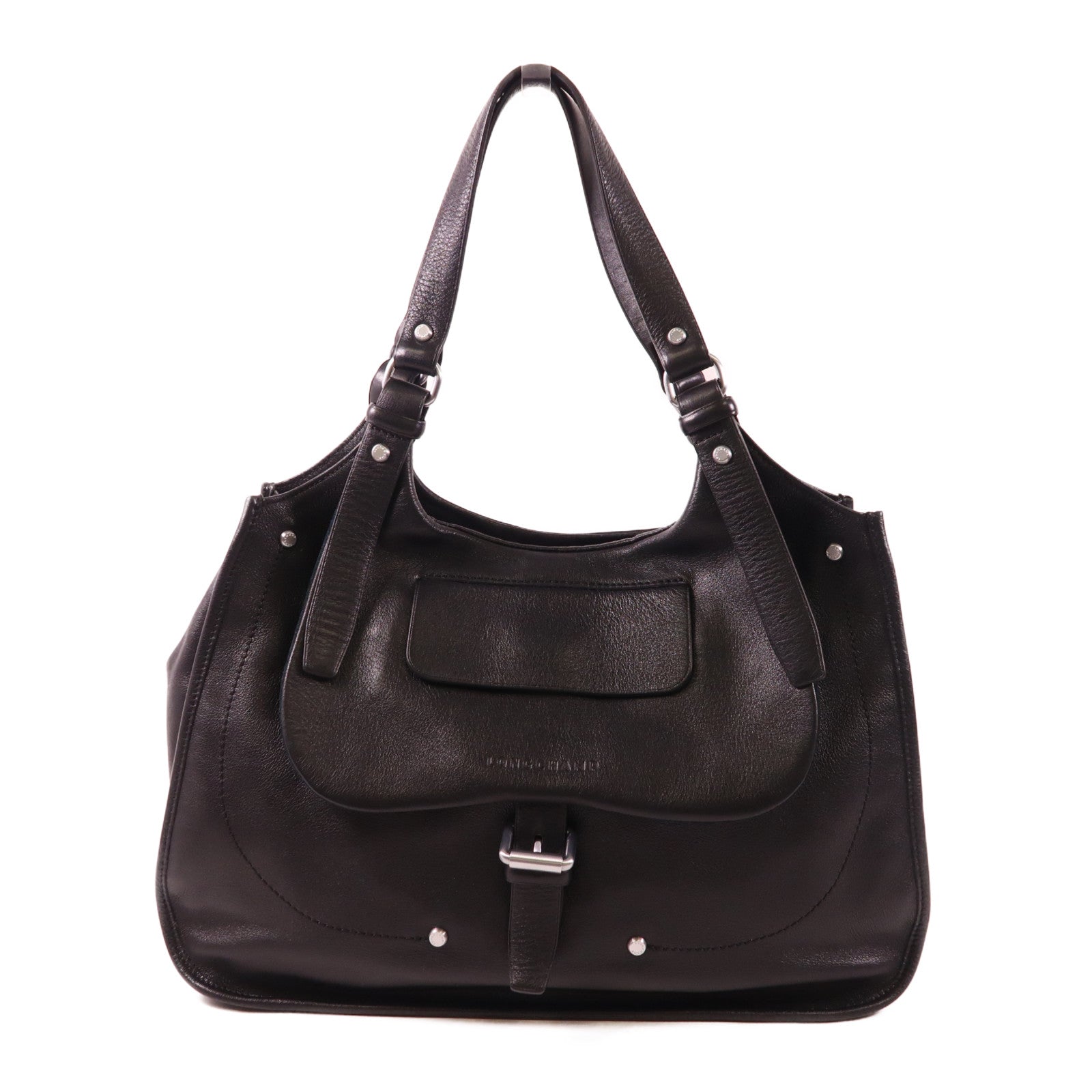 Longchamp 牛皮皮革Shoulder Bag銀扣肩背袋