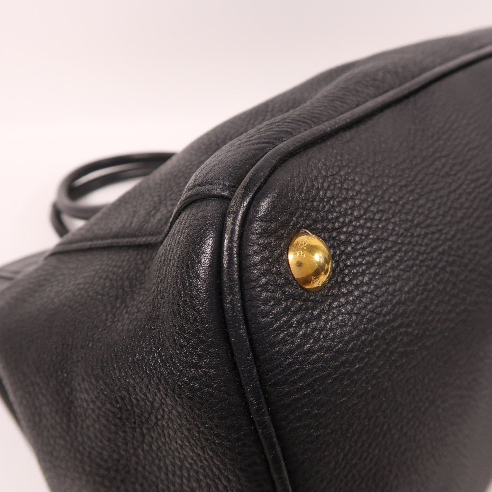 PRADA 牛皮皮革2 Way Shoulder Bag金扣手挽肩背兩用袋黑色