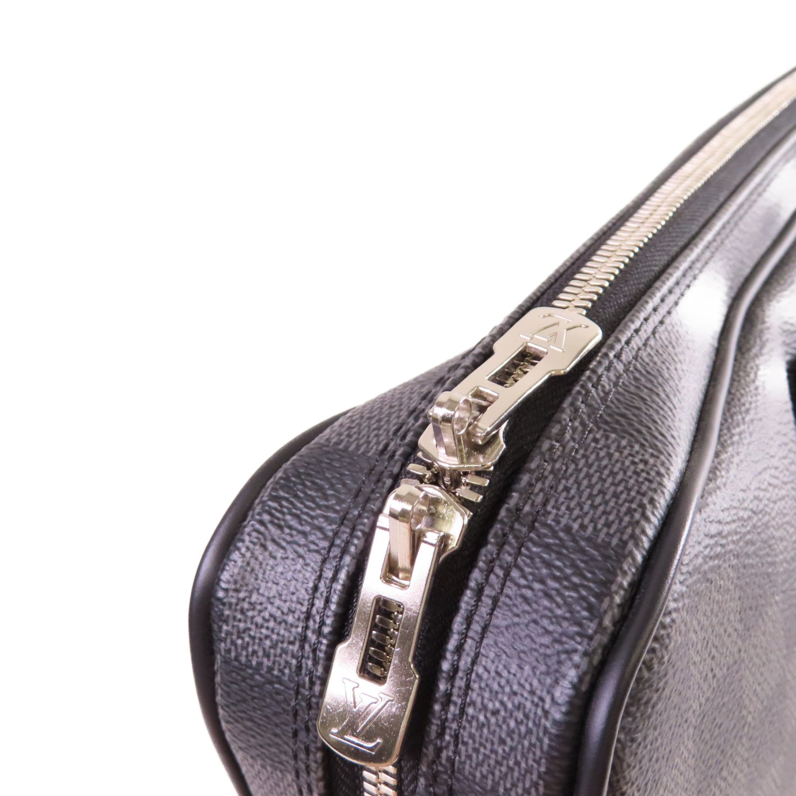 LOUIS VUITTON Damier Graphite Briefcase銀扣手挽肩背兩用袋黑色/灰色