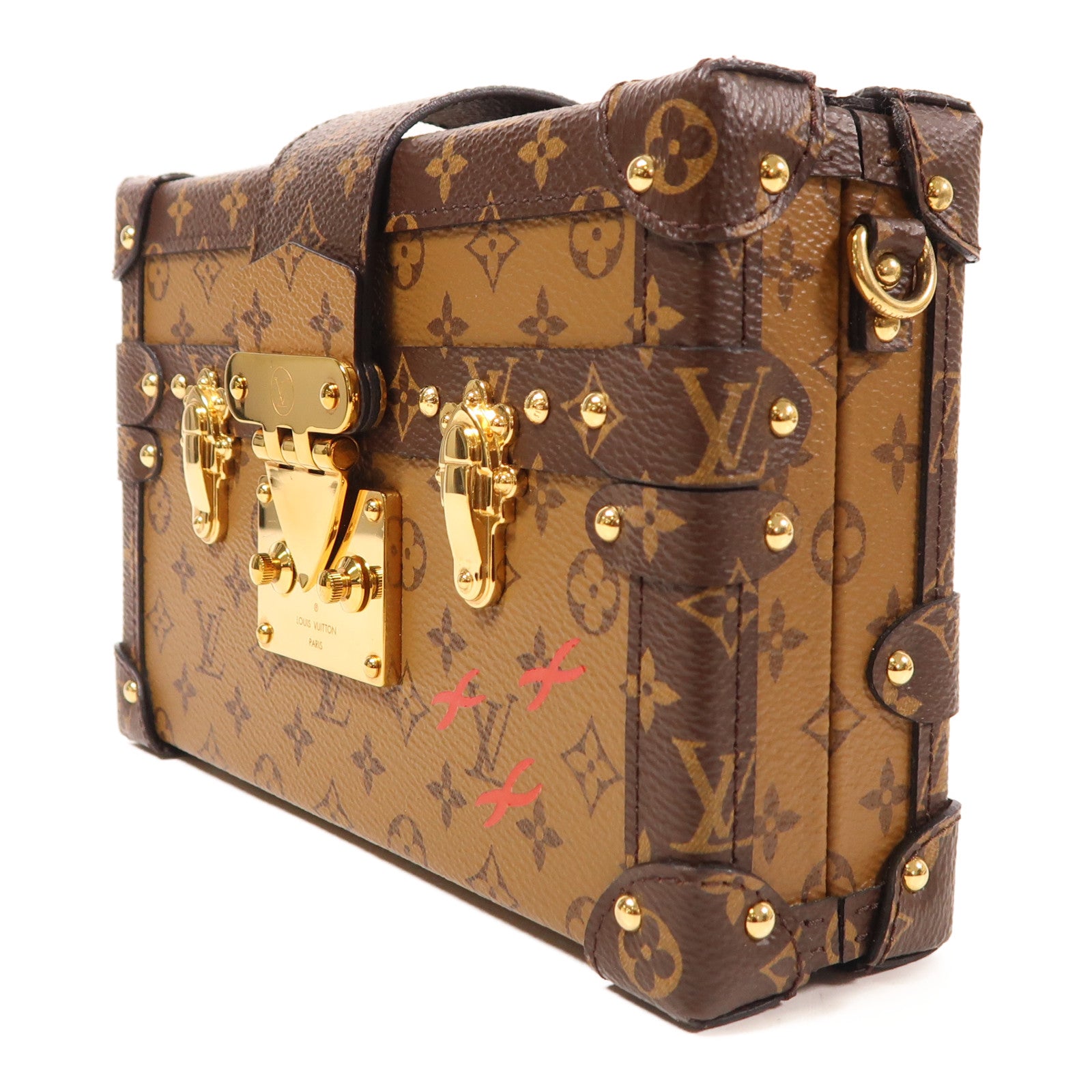 LOUIS VUITTON【激減優惠】 Monogram Reverse Petite Malle金扣肩背袋