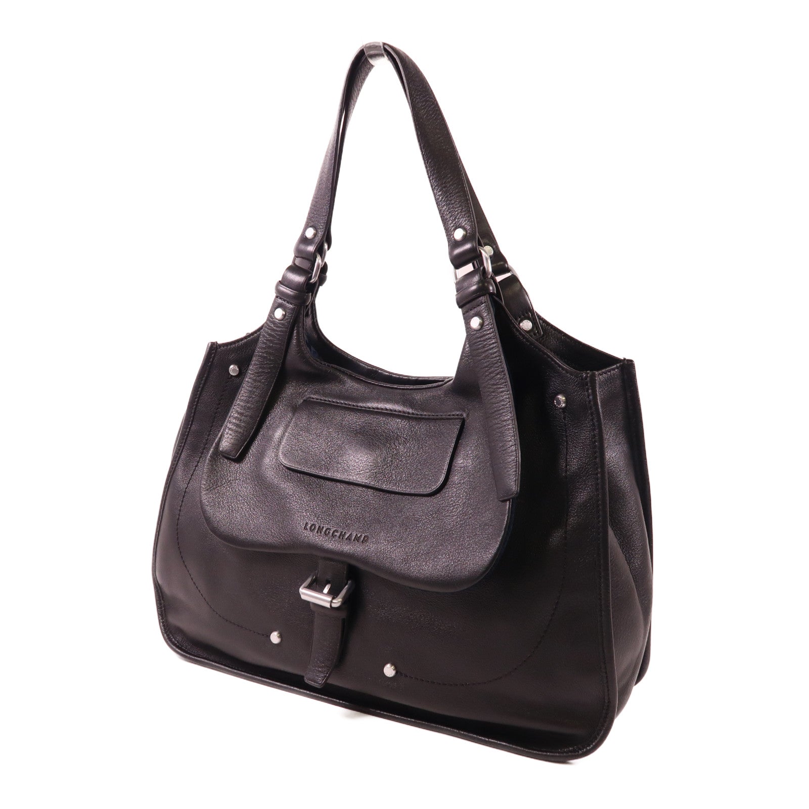 Longchamp 牛皮皮革Shoulder Bag銀扣肩背袋
