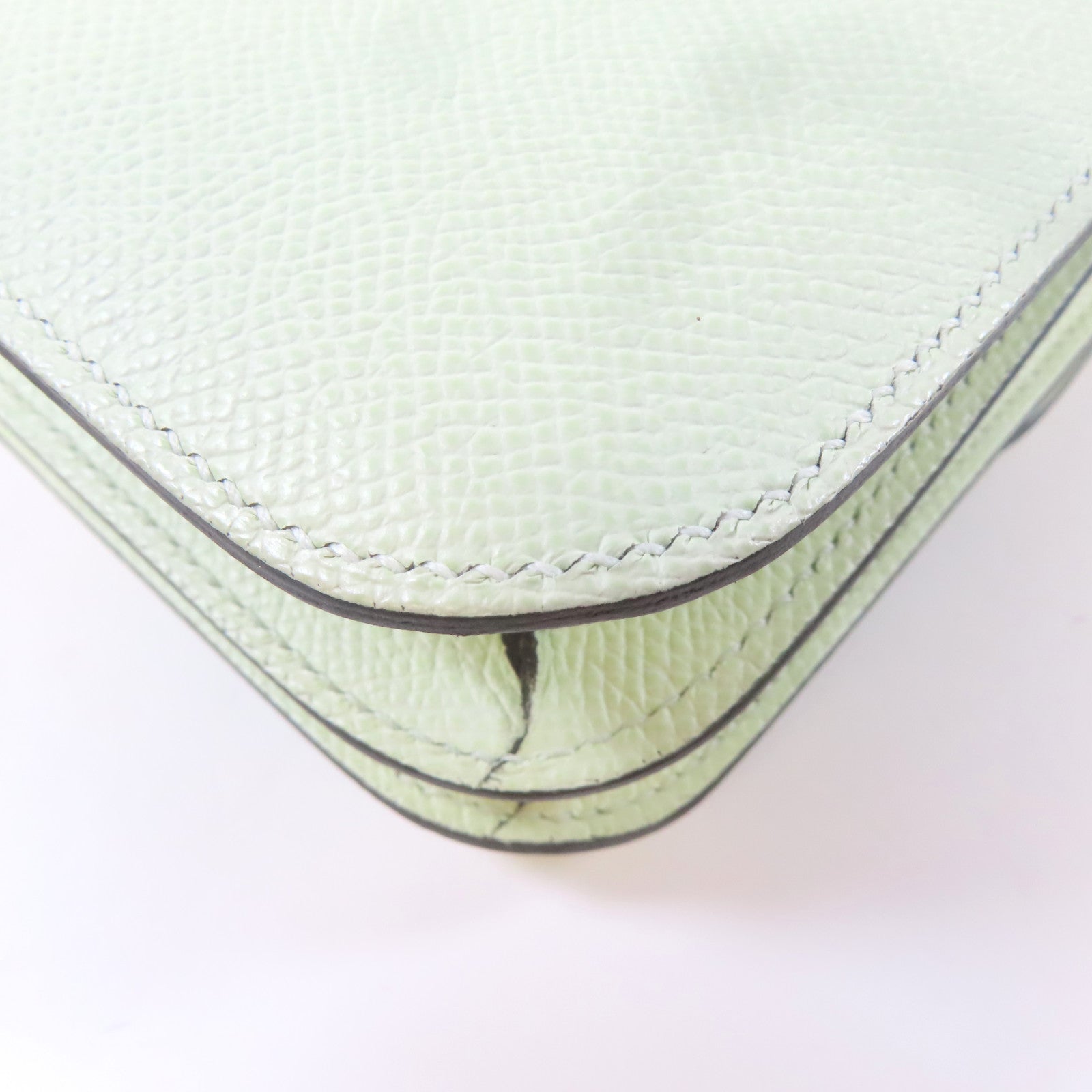 HERMES 【激減優惠】Epsom皮革Constance Mini銀扣肩背袋Vert Fizz/綠色