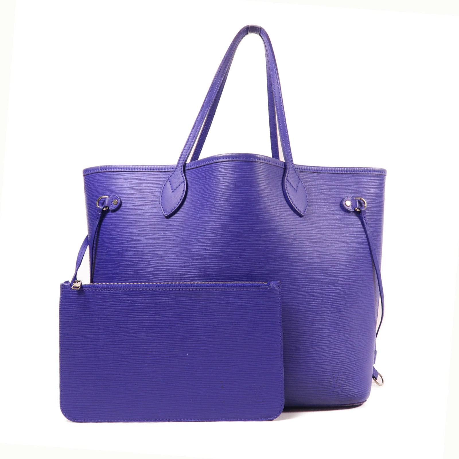 LOUIS VUITTON Epi Neverfull MM銀扣手挽袋紫色