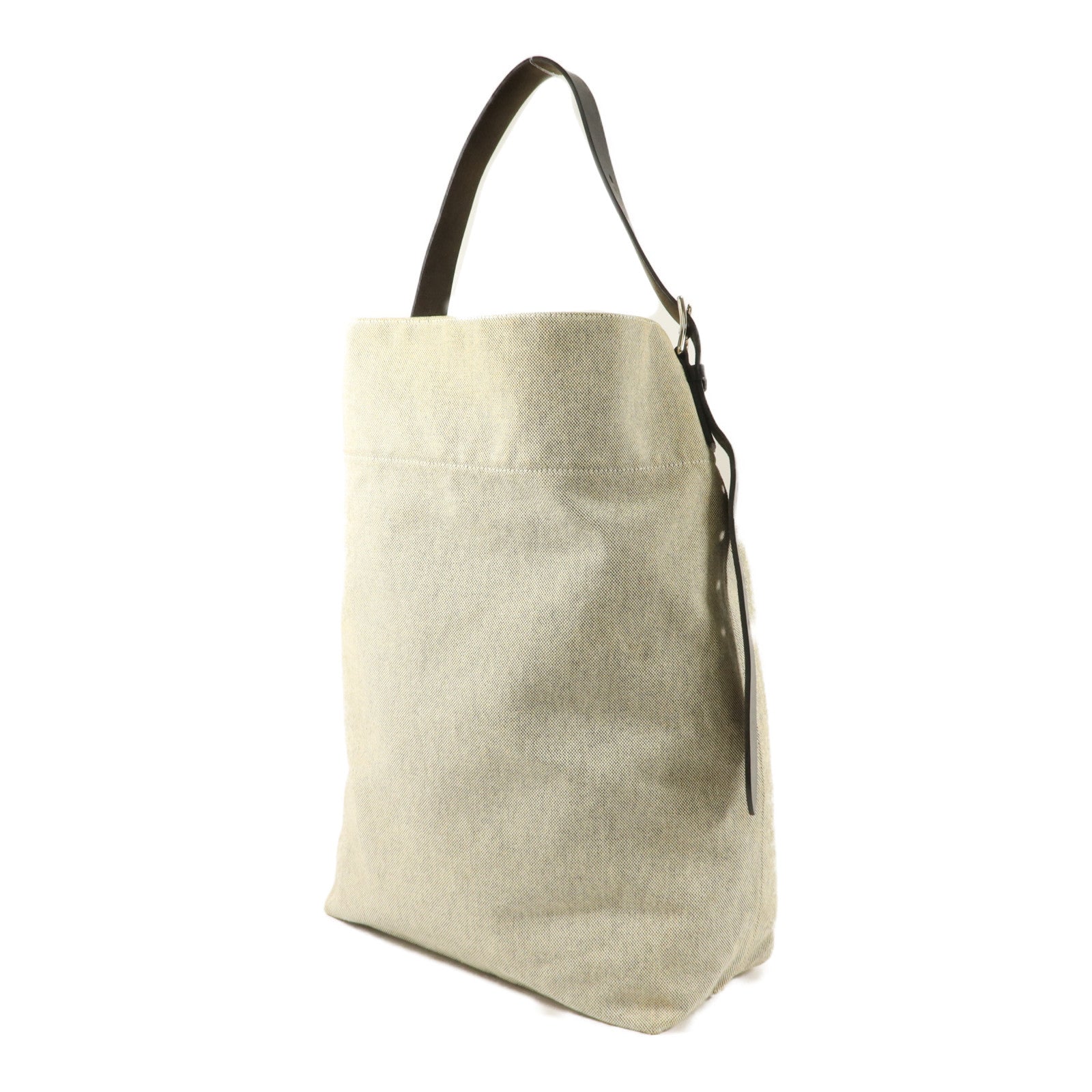 HERMES Toile H帆布/Vache Hunter皮革Etriviere Shoulder Bag MM肩背袋Ecru/Noir