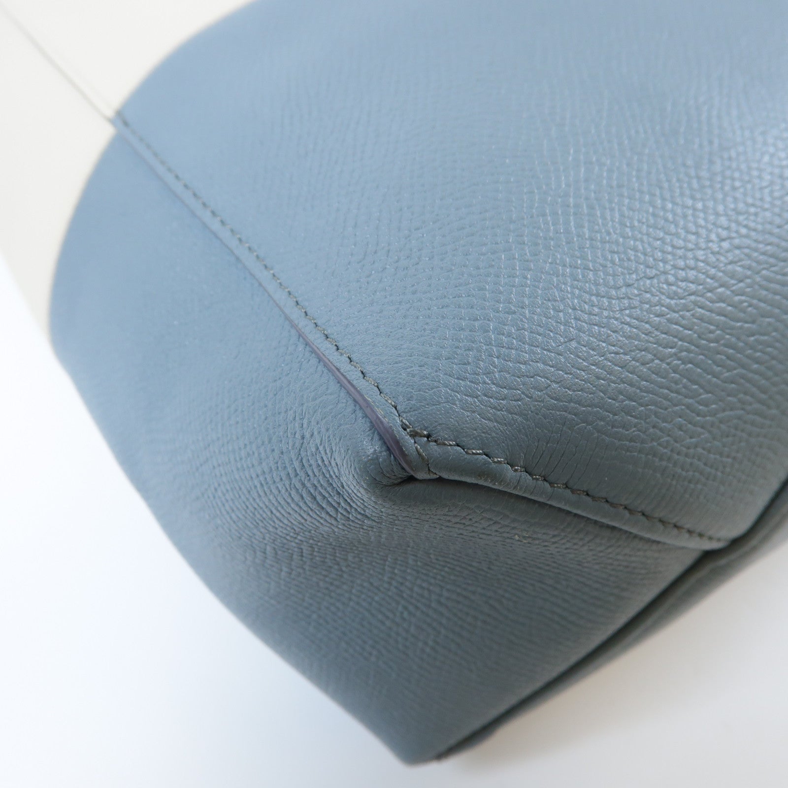 CELINE **【激減優惠】牛皮皮革Cabas 2 Way Shoulder Bag金扣手挽肩背兩用袋白色/藍色