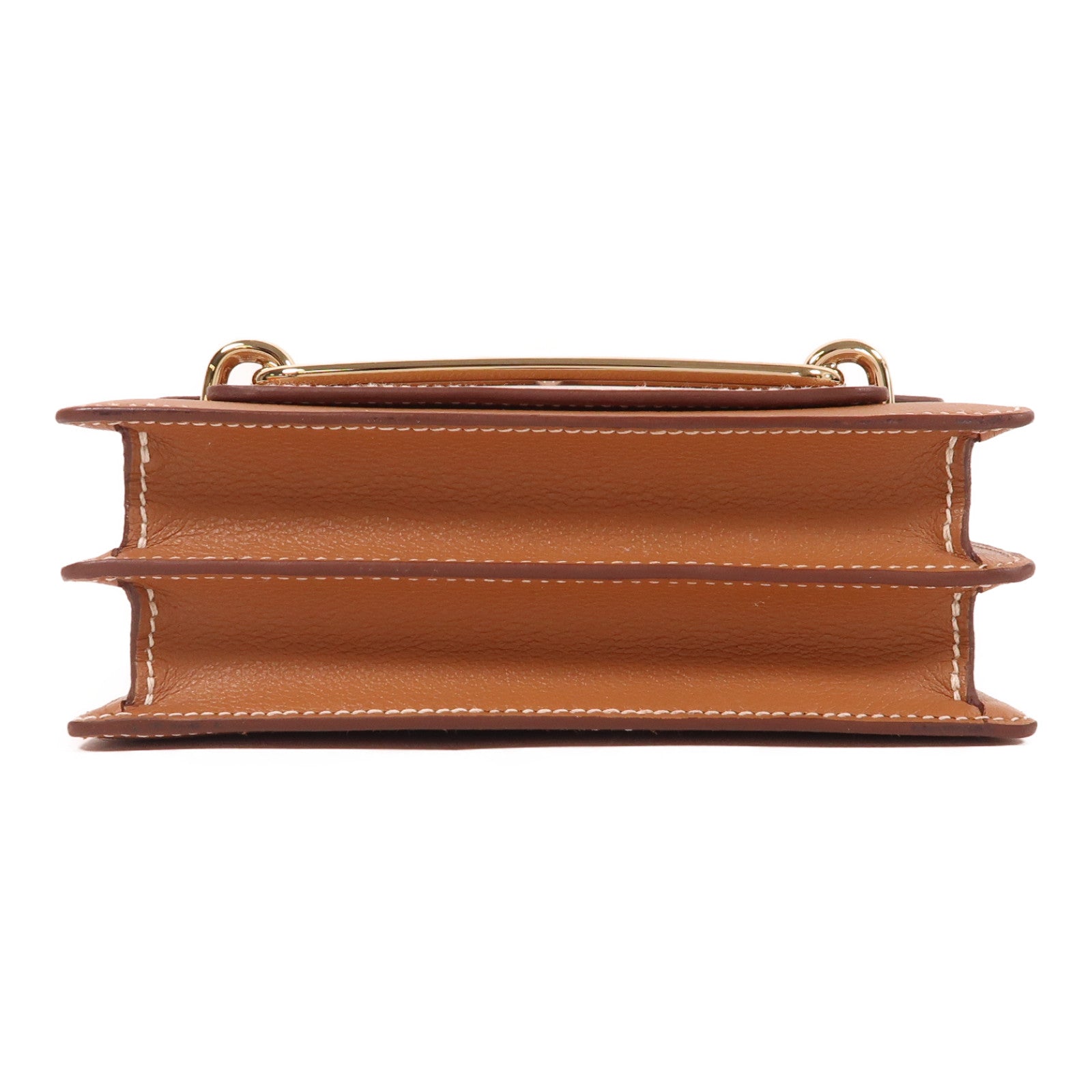 HERMES Evercolor皮革Mini Roulis金扣肩背袋金色