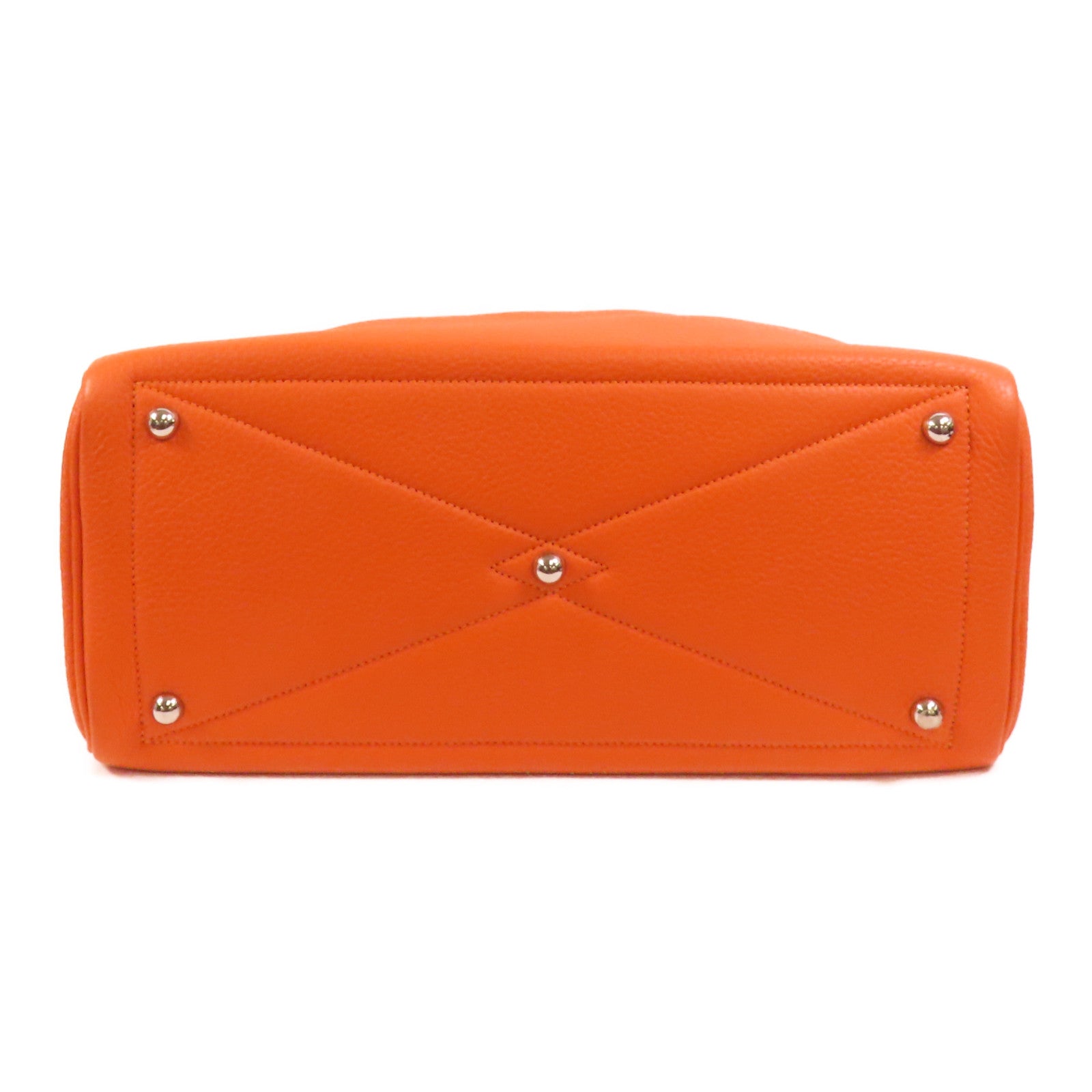 HERMES Evercolor皮革Victoria 35銀扣手挽袋Orange