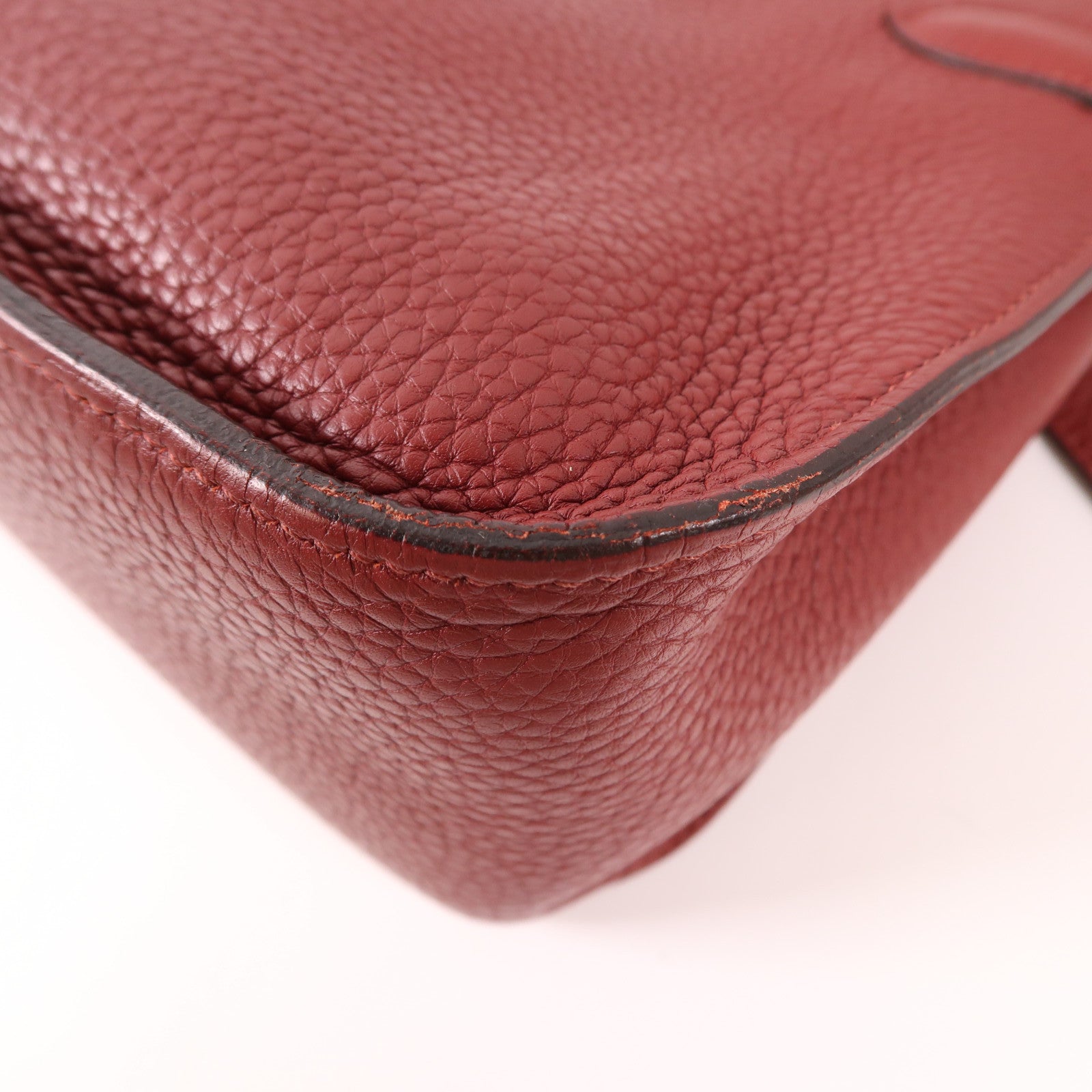 HERMES 【激減優惠】Clemence皮革Jypsiere銀扣肩背袋Rouge H