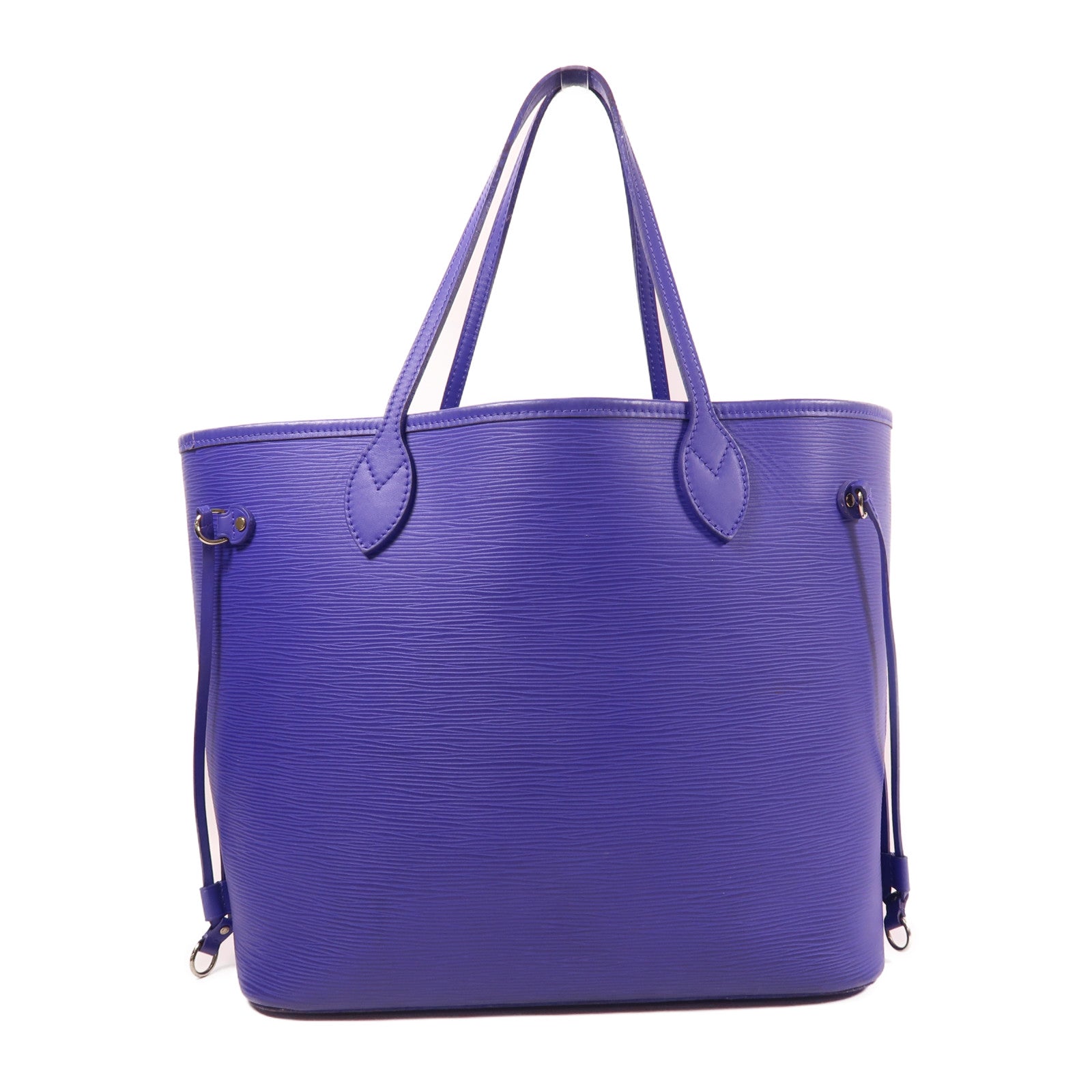 LOUIS VUITTON Epi Neverfull MM銀扣手挽袋紫色