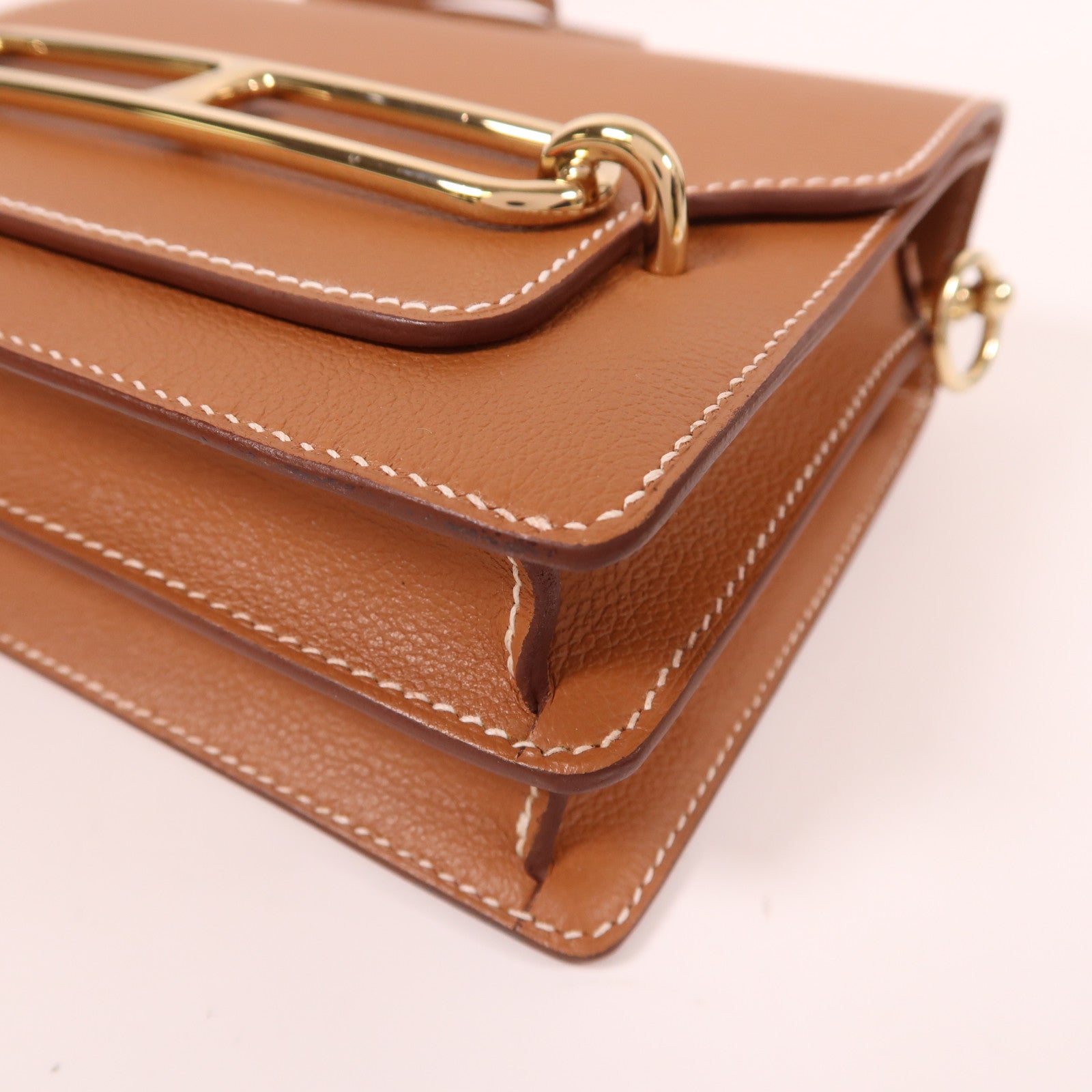 HERMES Evercolor皮革Mini Roulis金扣肩背袋金色