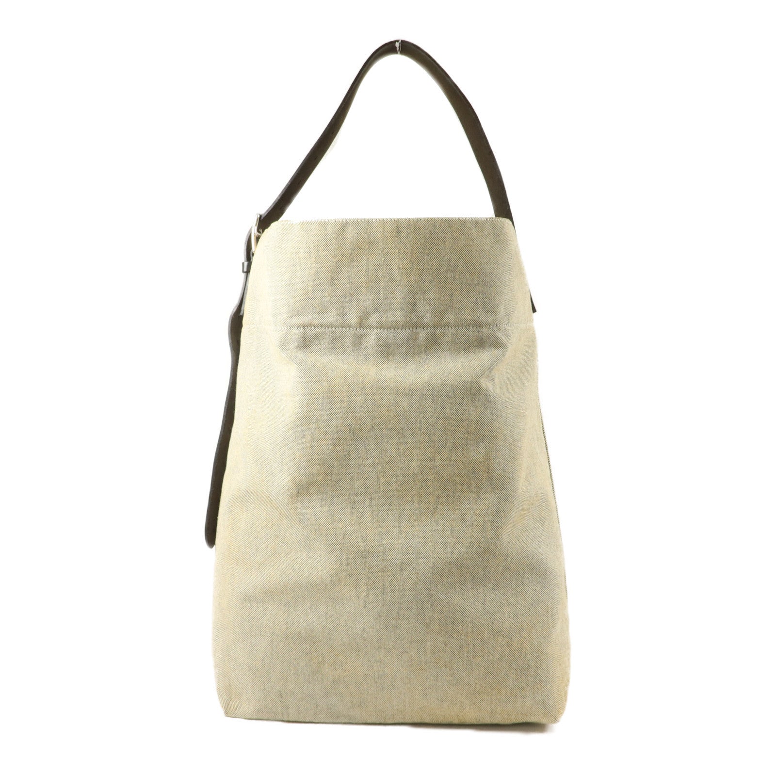 HERMES Toile H帆布/Vache Hunter皮革Etriviere Shoulder Bag MM肩背袋Ecru/Noir