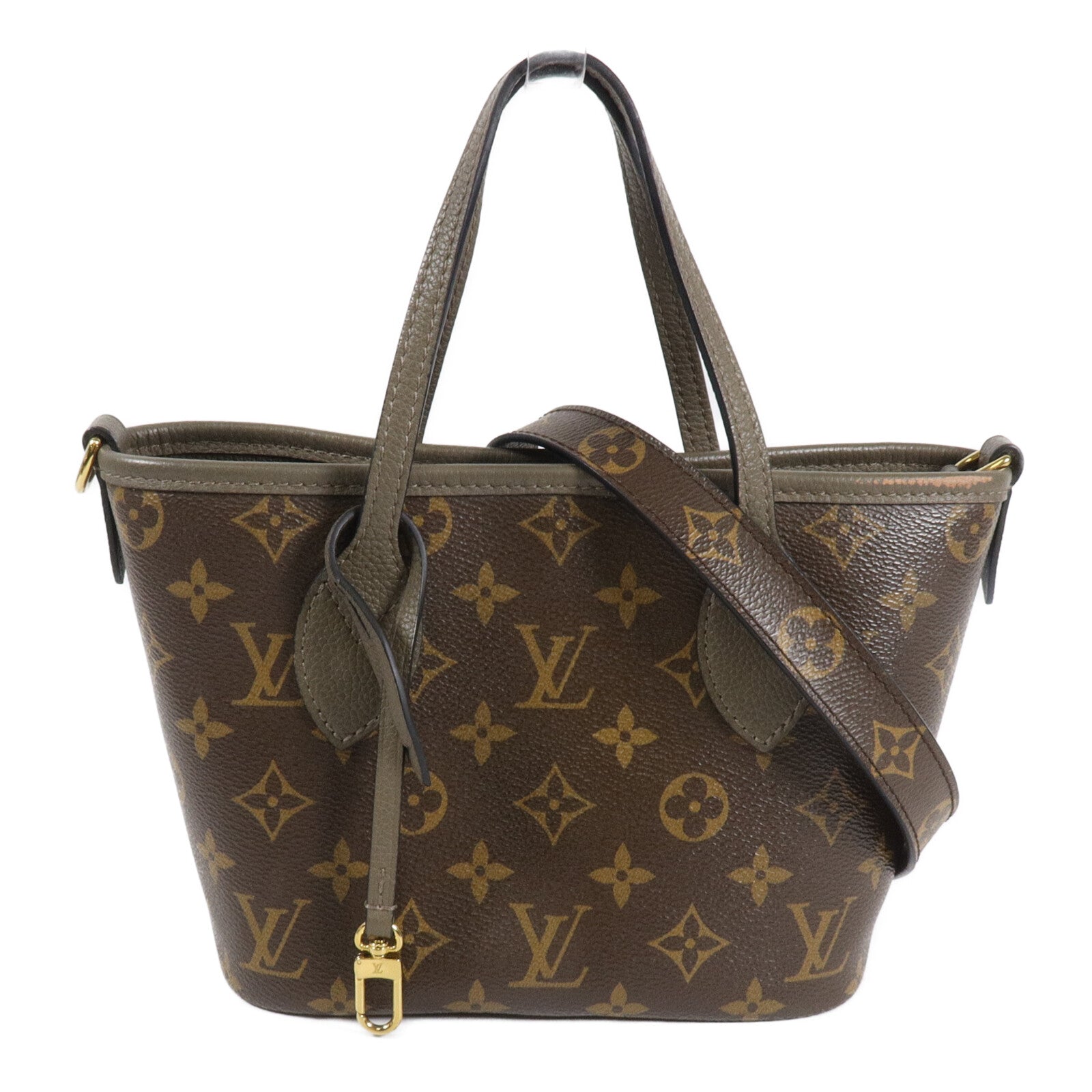 LOUIS VUITTON Monogram/牛皮皮革Neverfull Bandouliere Inside Out BB手挽肩背兩用袋