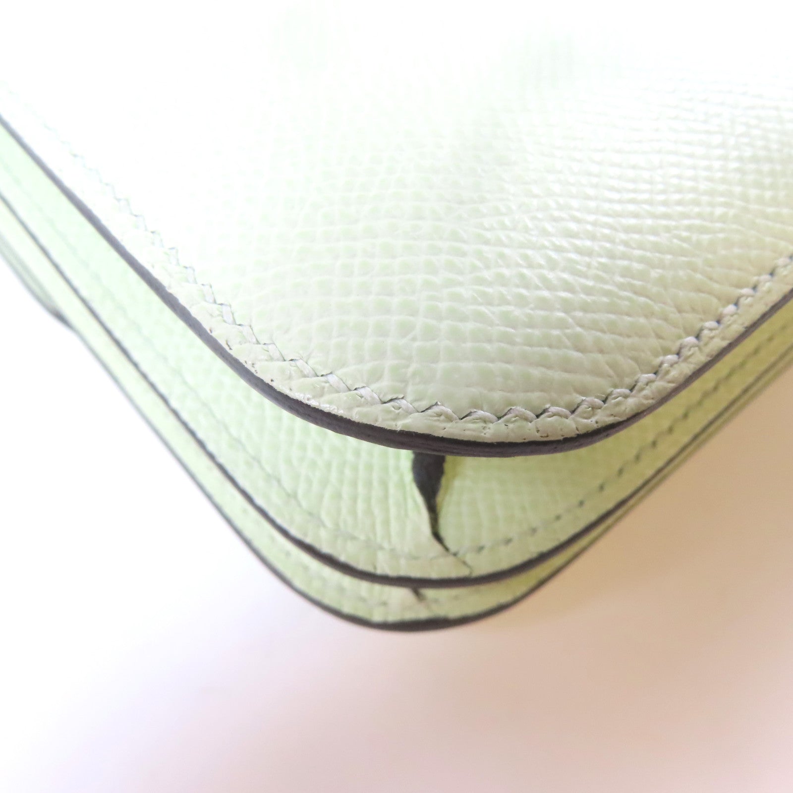 HERMES 【激減優惠】Epsom皮革Constance Mini銀扣肩背袋Vert Fizz/綠色