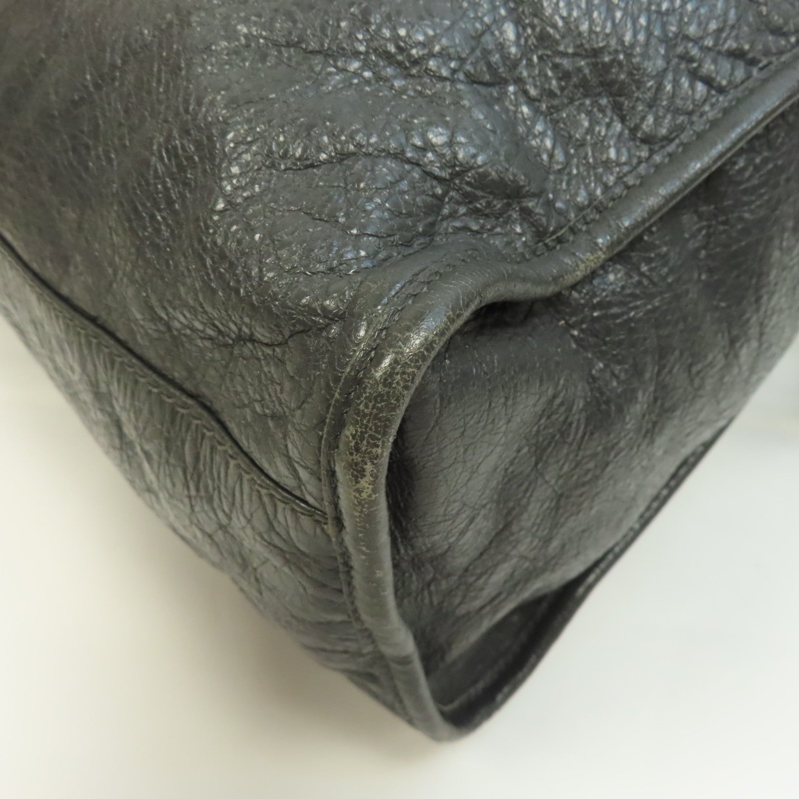 BALENCIAGA 牛皮皮革Giant City Bag銀扣手挽肩背兩用袋灰色