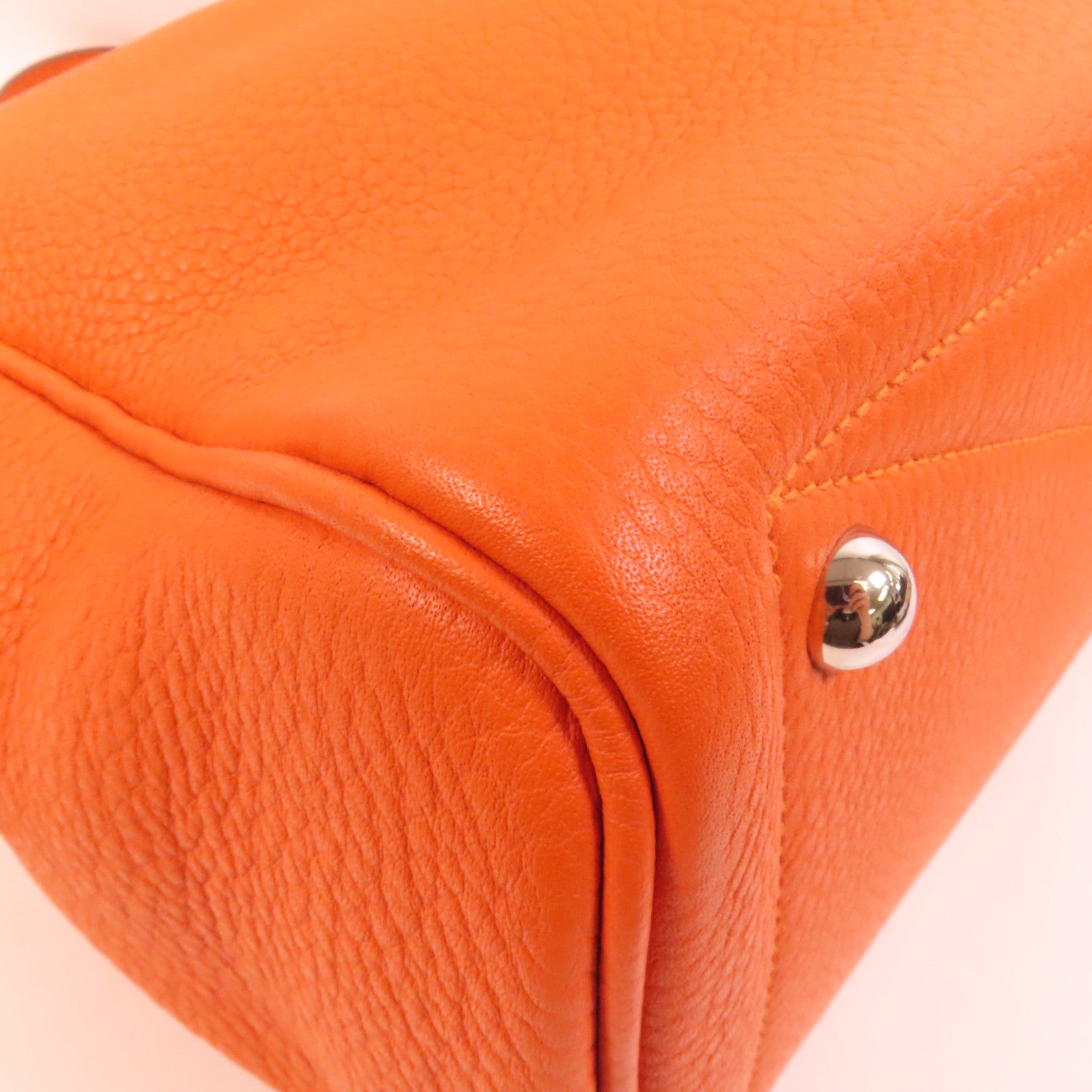 HERMES Evercolor皮革Victoria 35銀扣手挽袋Orange