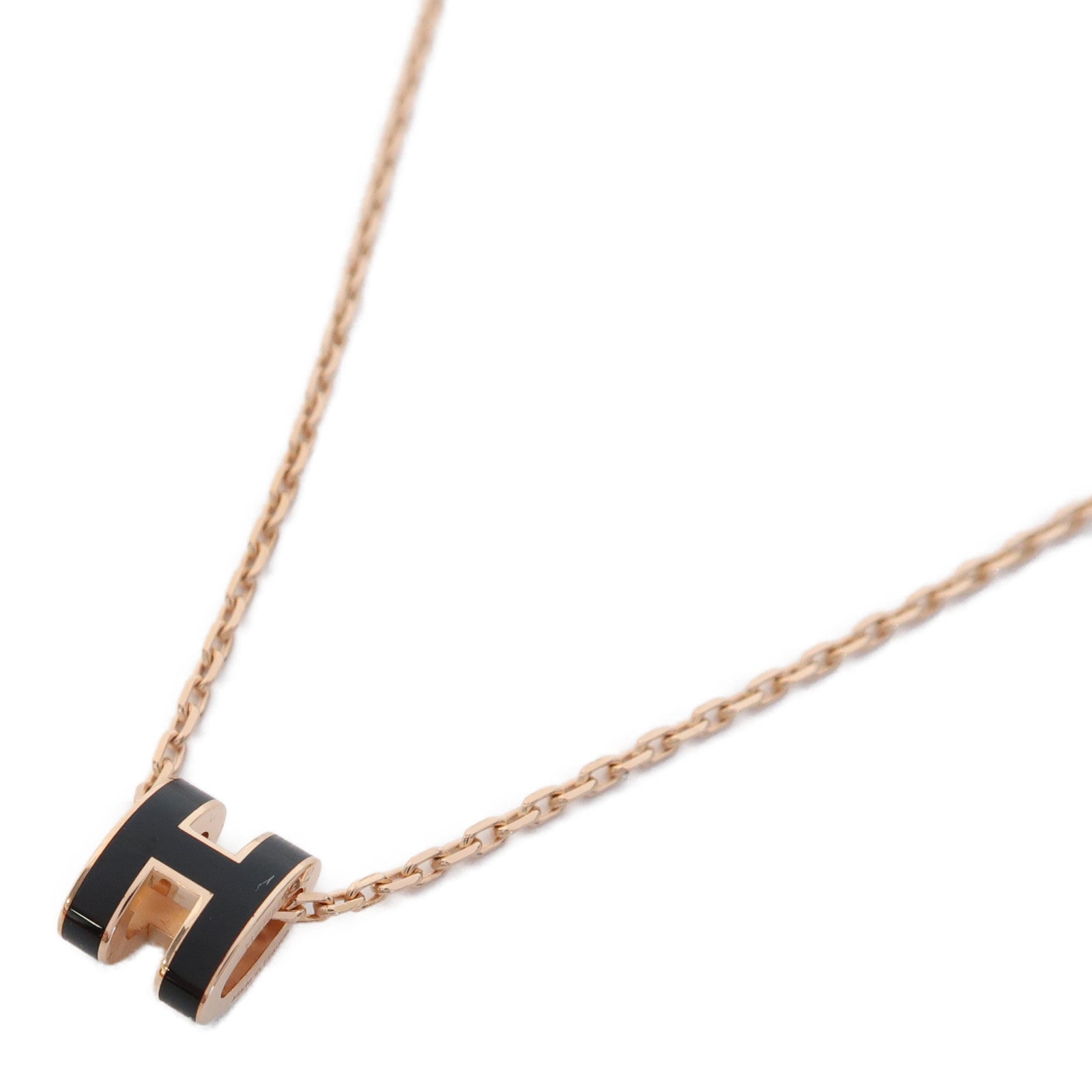 HERMES 金屬Mini Pop H Pendant金扣項鍊黑色/金色