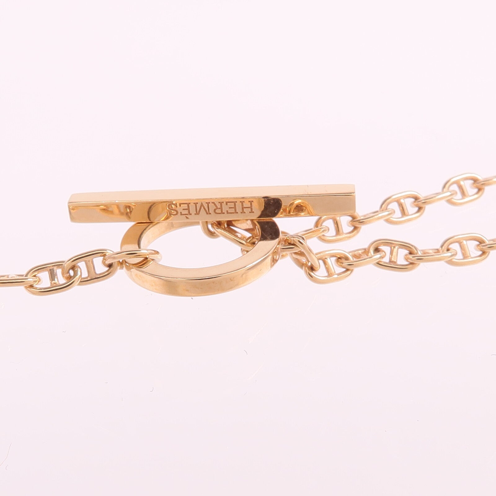 HERMES 18K玫瑰金Chaine d'ancre Contour Pendant鑽石項鍊