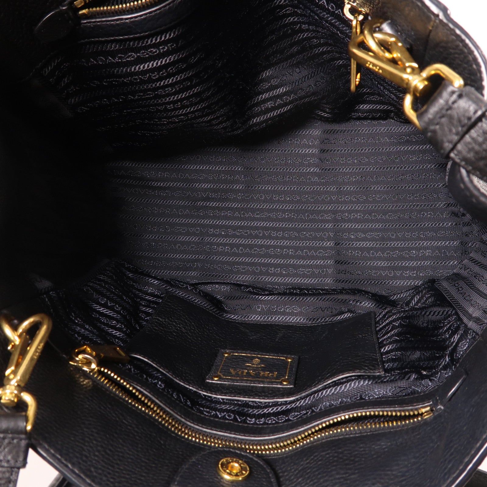 PRADA 牛皮皮革2 Way Shoulder Bag金扣手挽肩背兩用袋黑色