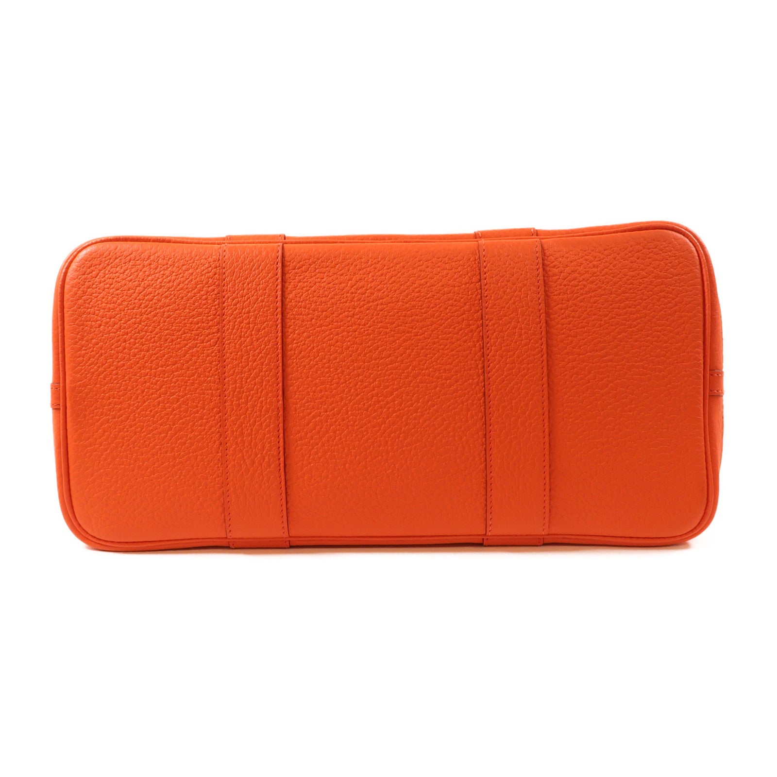 HERMES Negonda皮革Garden Party PM銀扣手挽袋Orange/橙色
