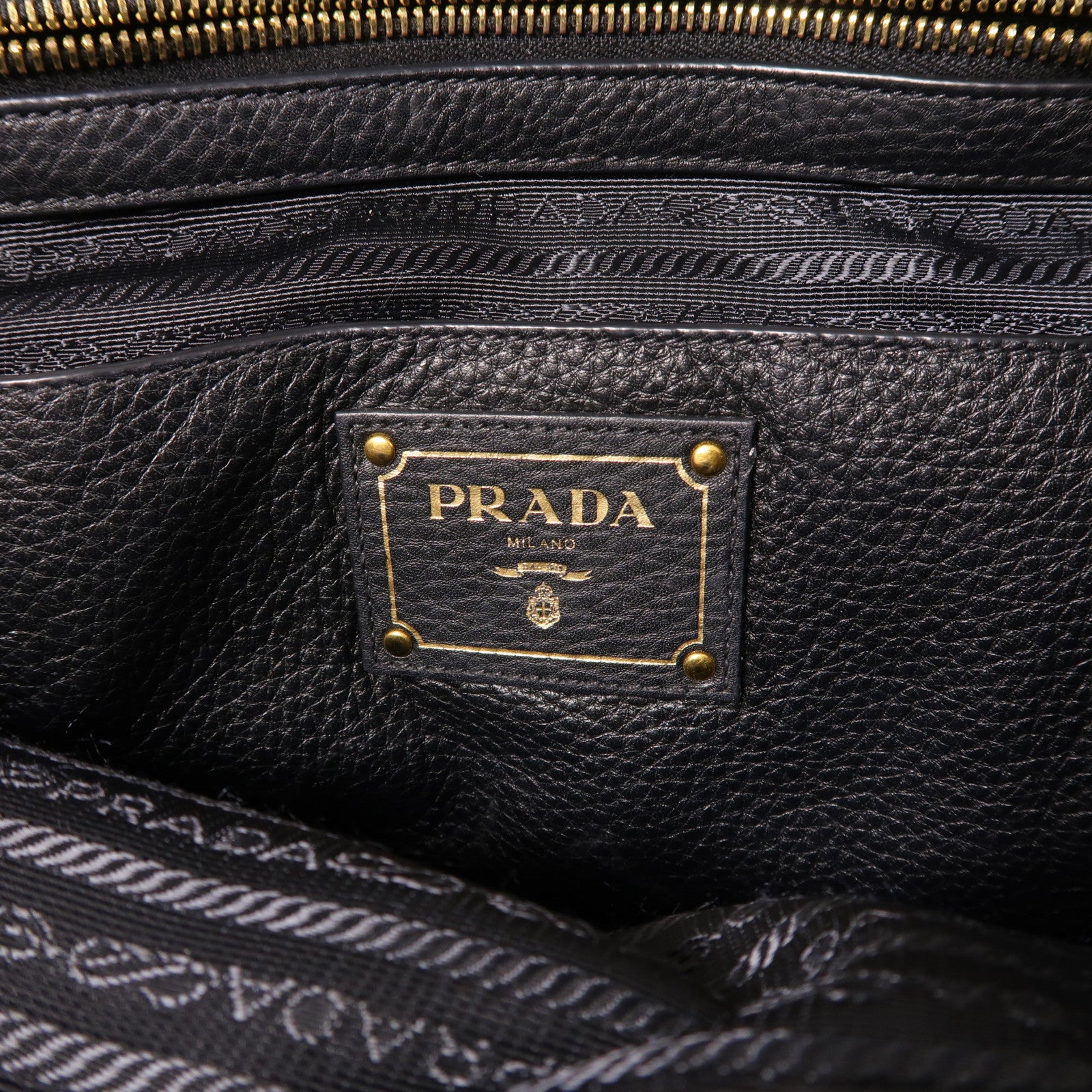 PRADA 牛皮皮革2 Way Shoulder Bag金扣手挽肩背兩用袋黑色