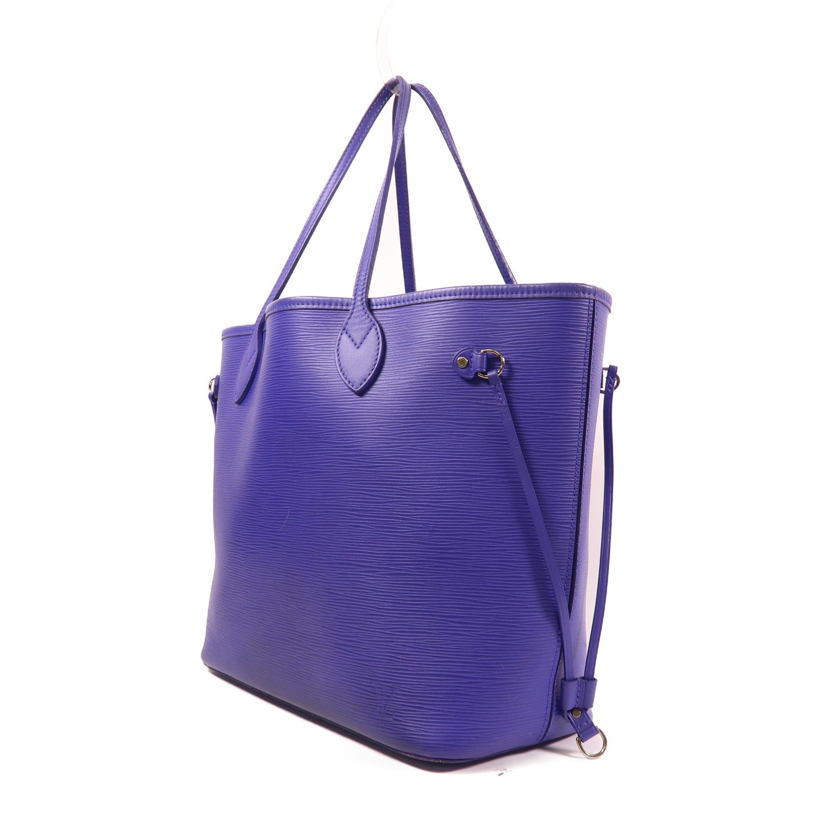 LOUIS VUITTON Epi Neverfull MM銀扣手挽袋紫色