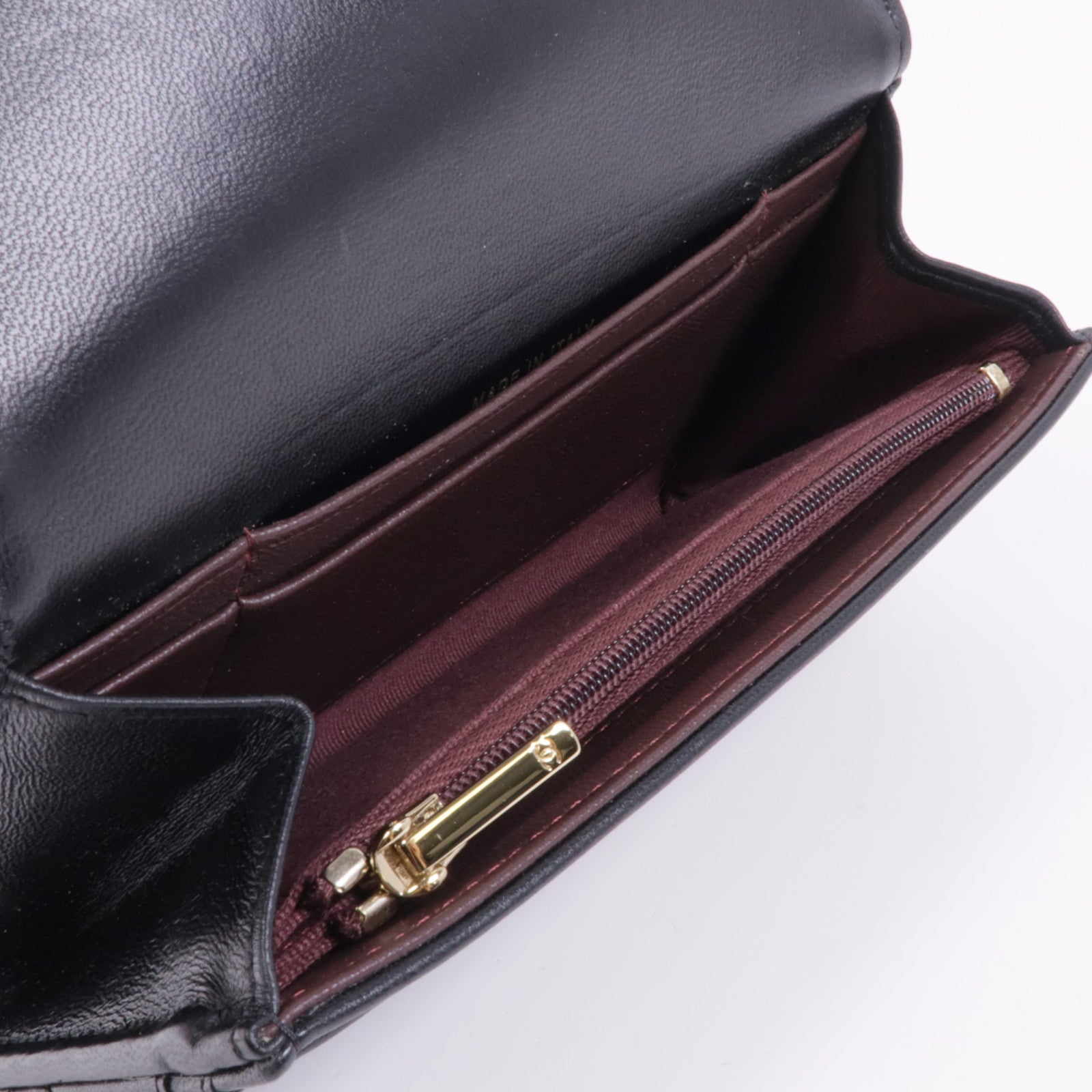 CHANEL 羊皮皮革Long Wallet金扣長錢包