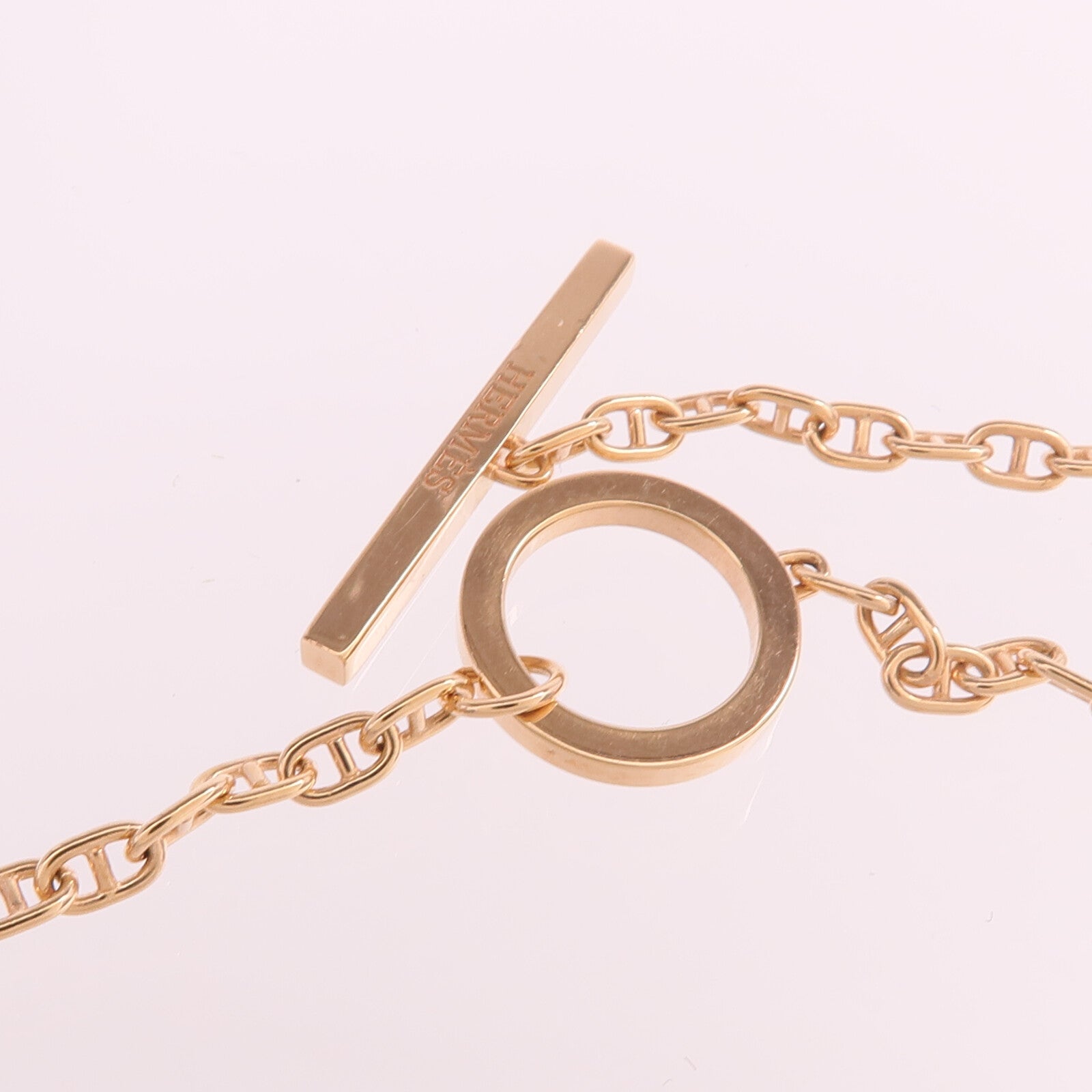 HERMES 18K玫瑰金Chaine d'ancre Contour Pendant鑽石項鍊