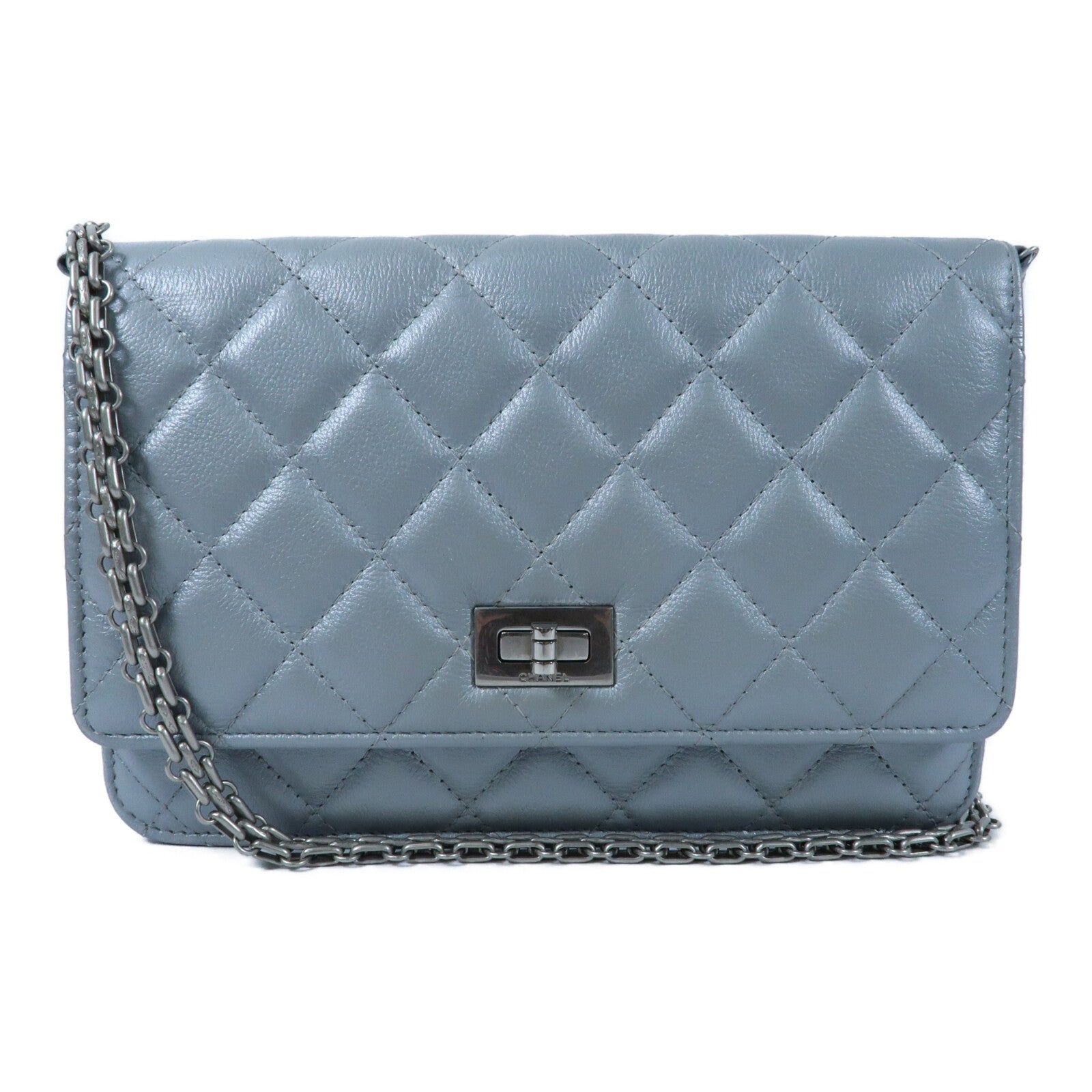 CHANEL 牛皮皮革WOC Wallet On Chain銀扣鏈帶肩背袋
