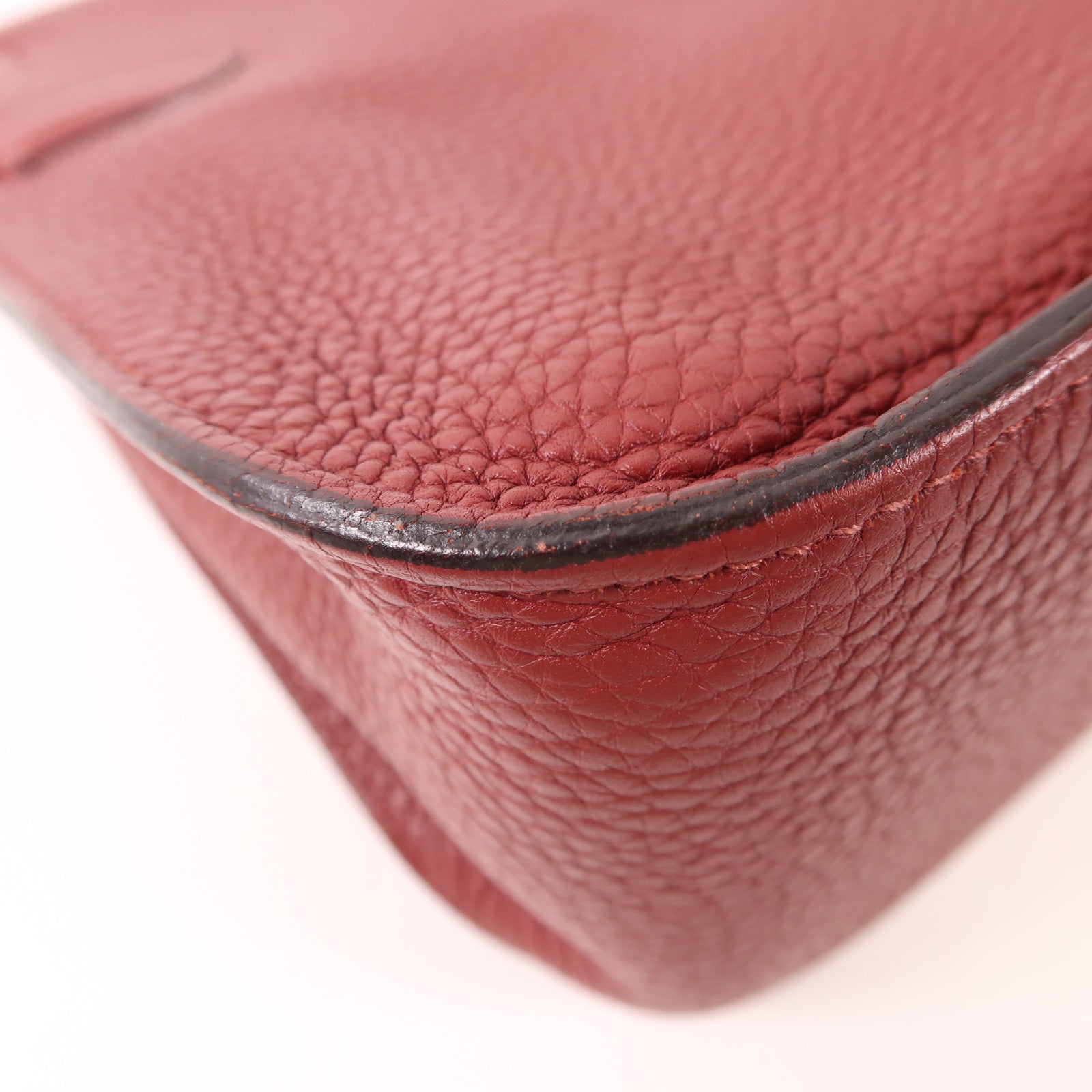 HERMES 【激減優惠】Clemence皮革Jypsiere銀扣肩背袋Rouge H