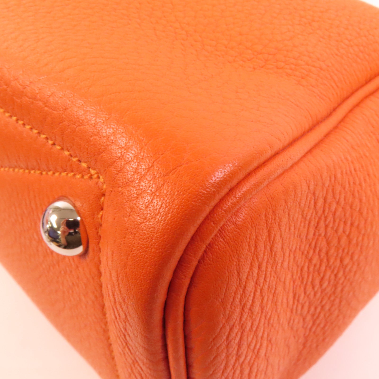 HERMES Evercolor皮革Victoria 35銀扣手挽袋Orange