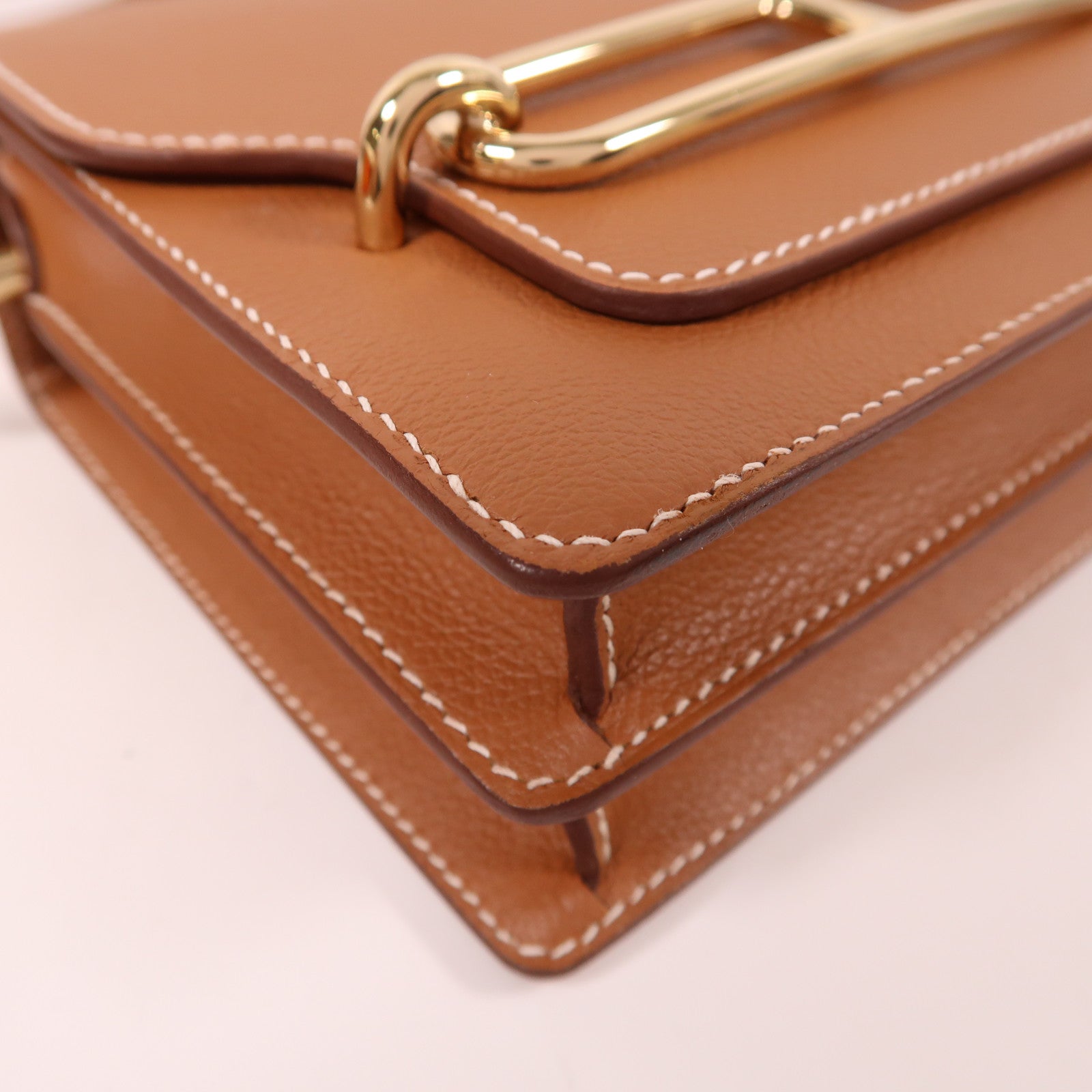HERMES Evercolor皮革Mini Roulis金扣肩背袋金色