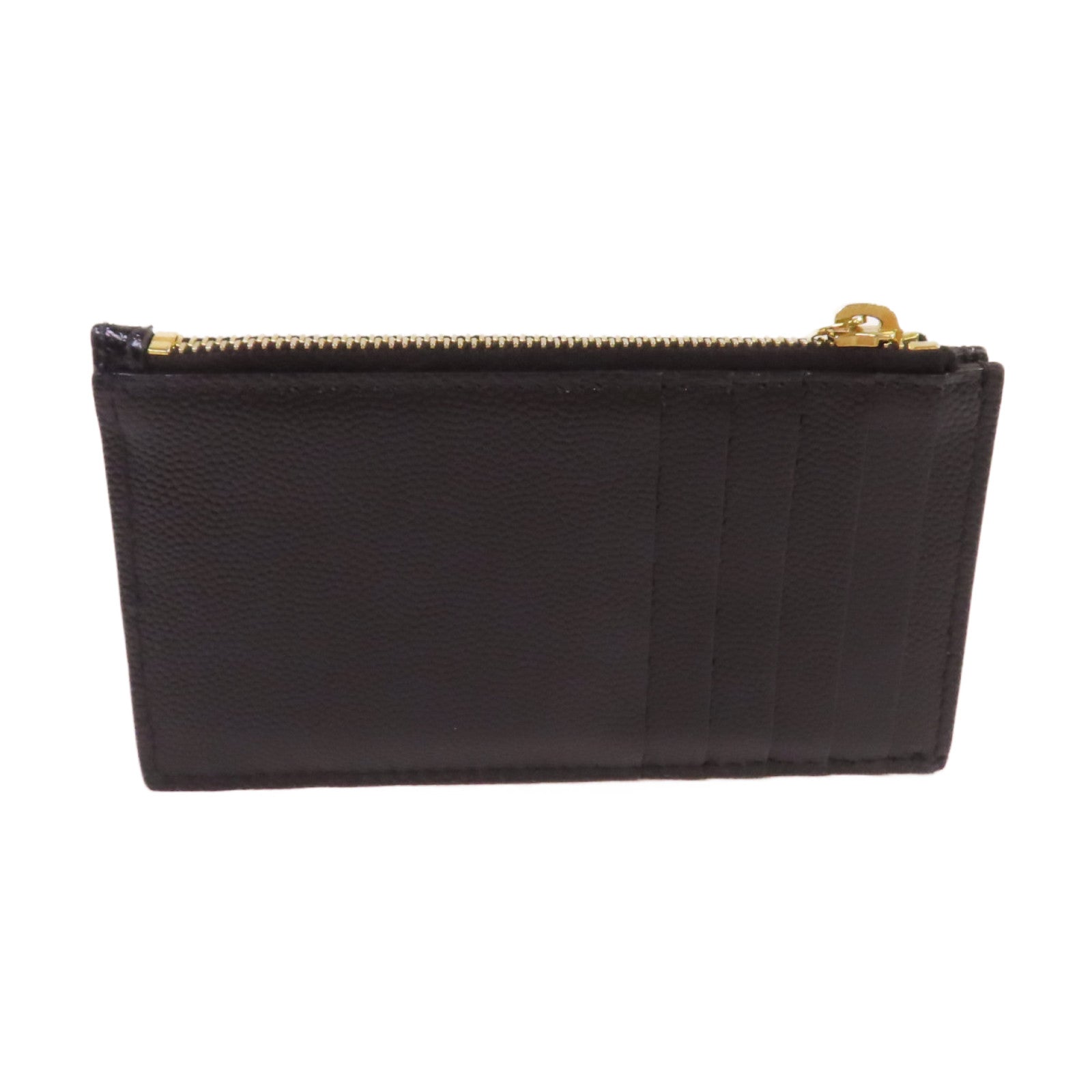 SAINT LAURENT 斜紋牛皮皮革Card Case金扣卡片套黑色
