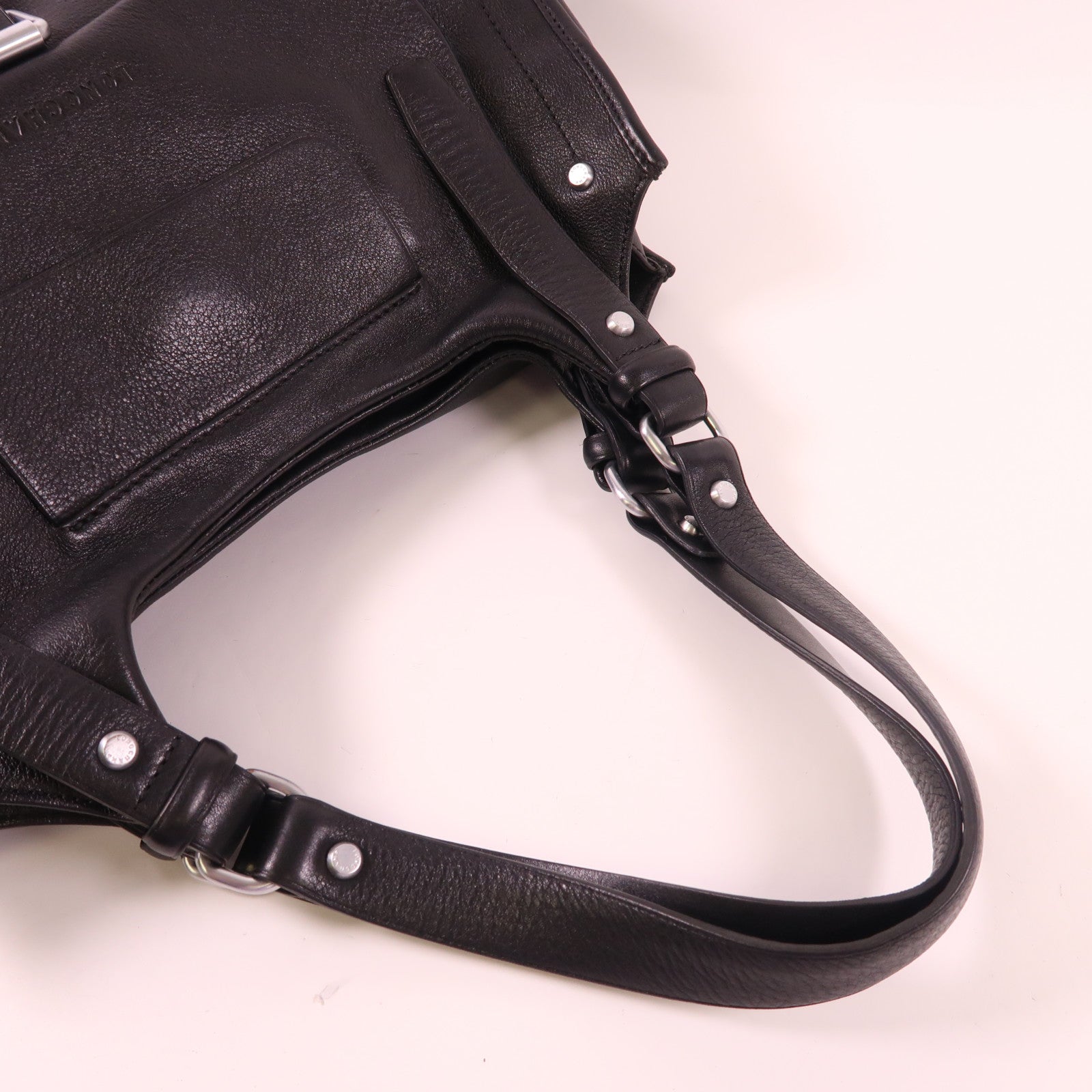 Longchamp 牛皮皮革Shoulder Bag銀扣肩背袋