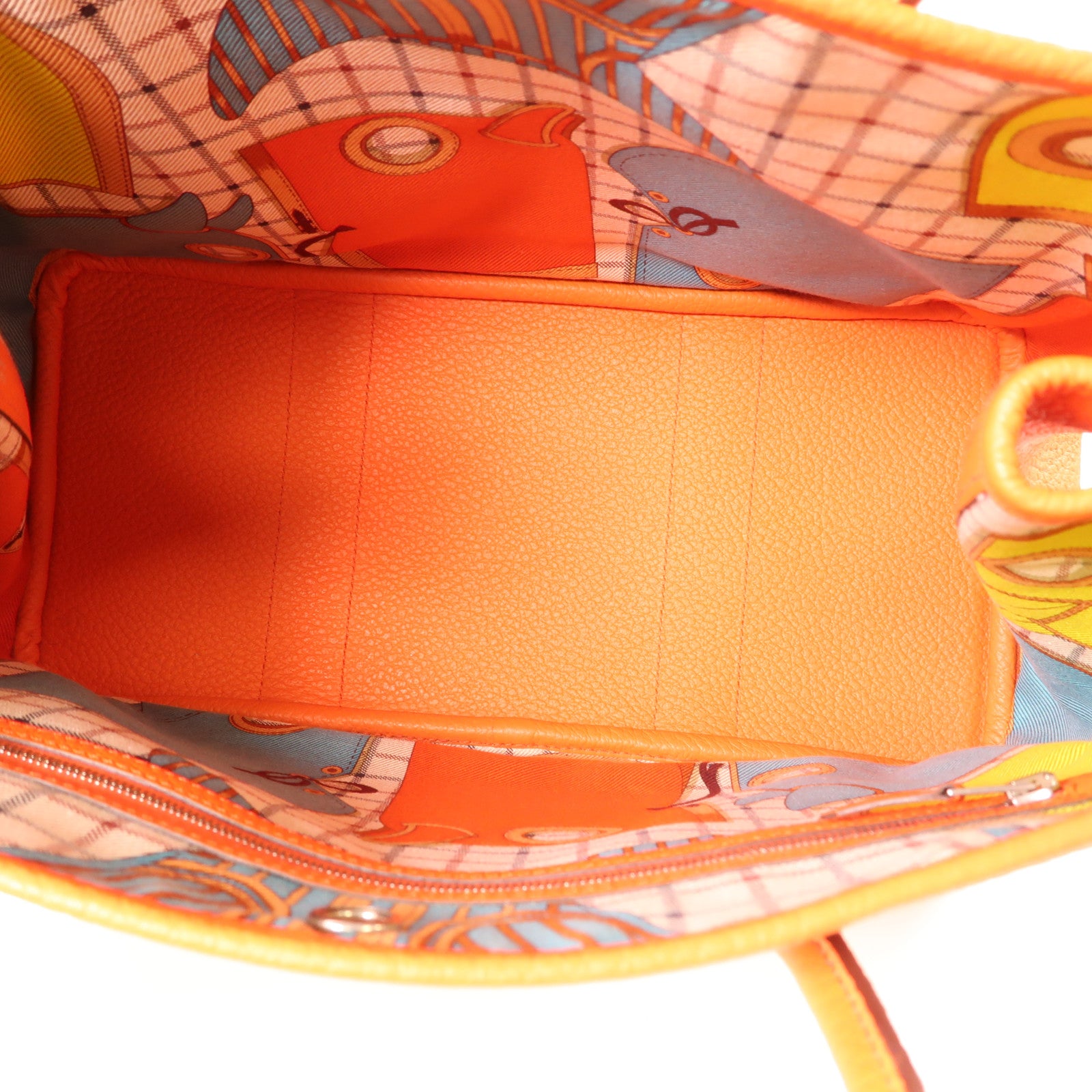 HERMES Negonda皮革Garden Party PM銀扣手挽袋Orange/橙色