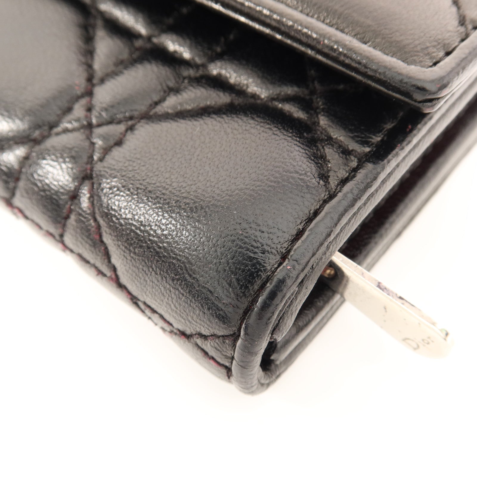 Dior 羊皮皮革Long Wallet銀扣長錢包