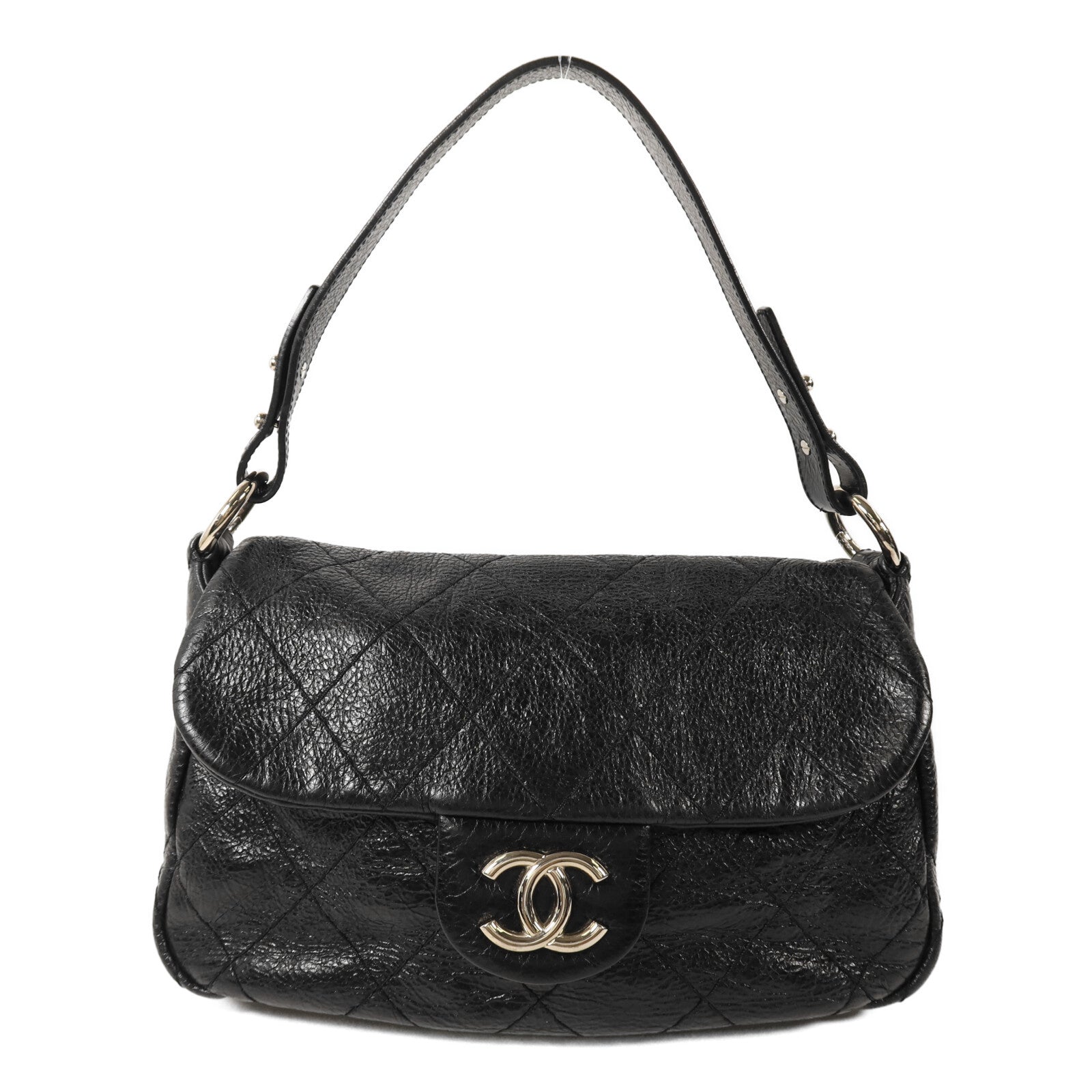 CHANEL 牛皮皮革Shoulder Bag銀扣肩背袋