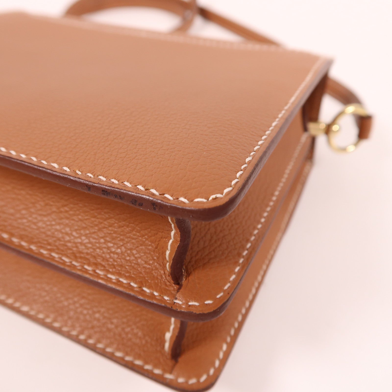 HERMES Evercolor皮革Mini Roulis金扣肩背袋金色