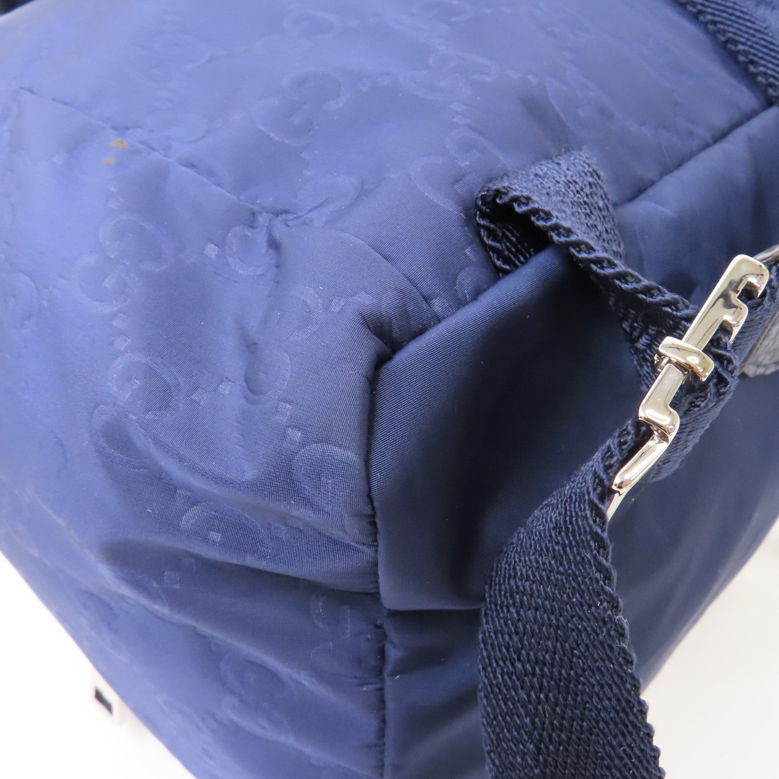 GUCCI 尼龍Rucksack銀扣背包藍色